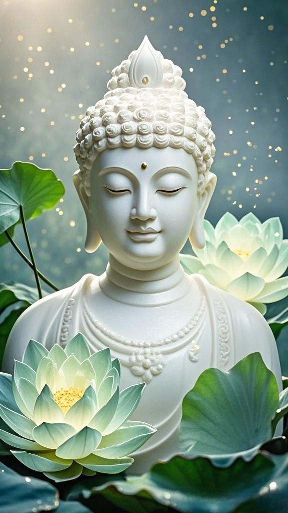 Buddha surrounded by lotus flowers