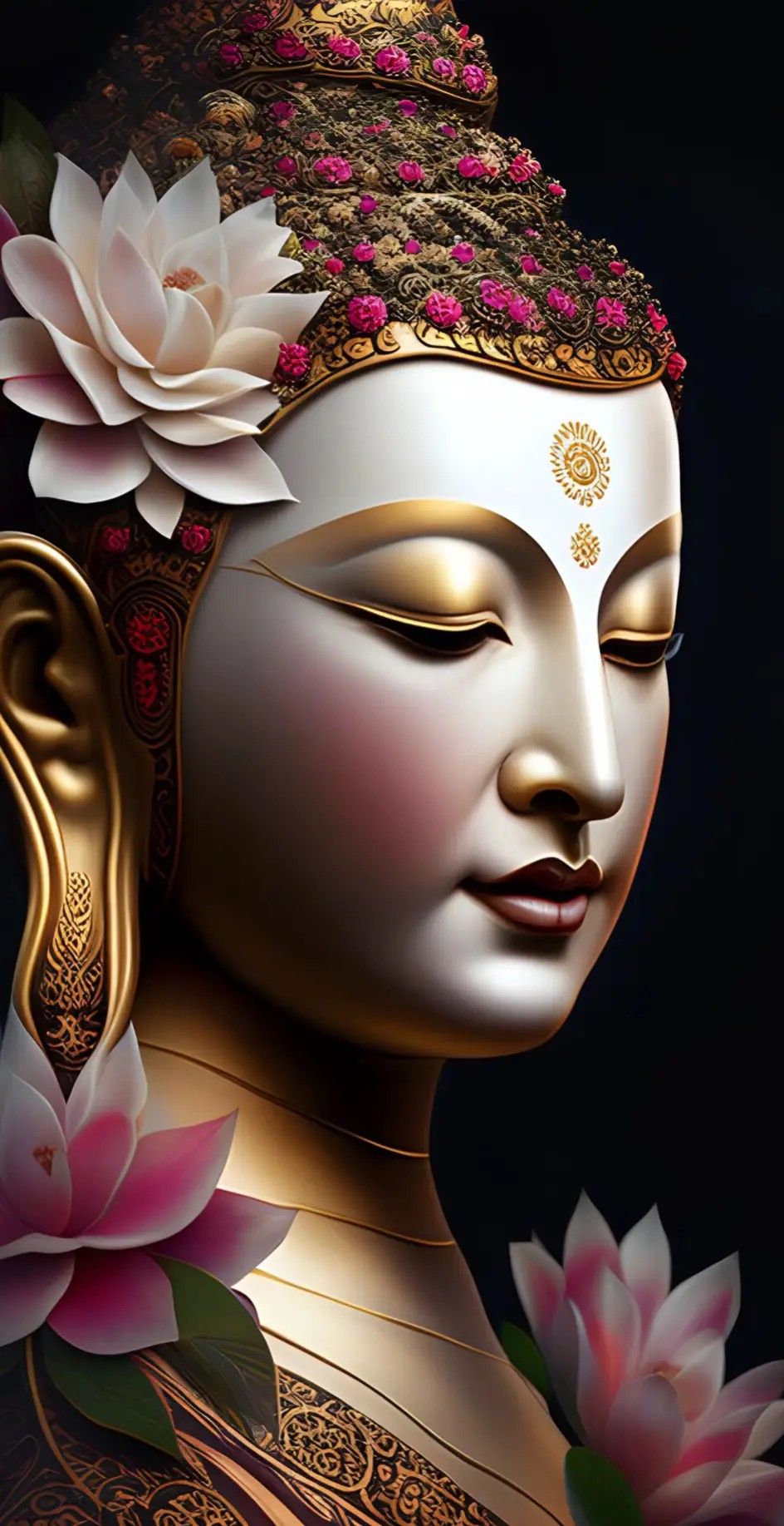Buddha surrounded by lotus flowers