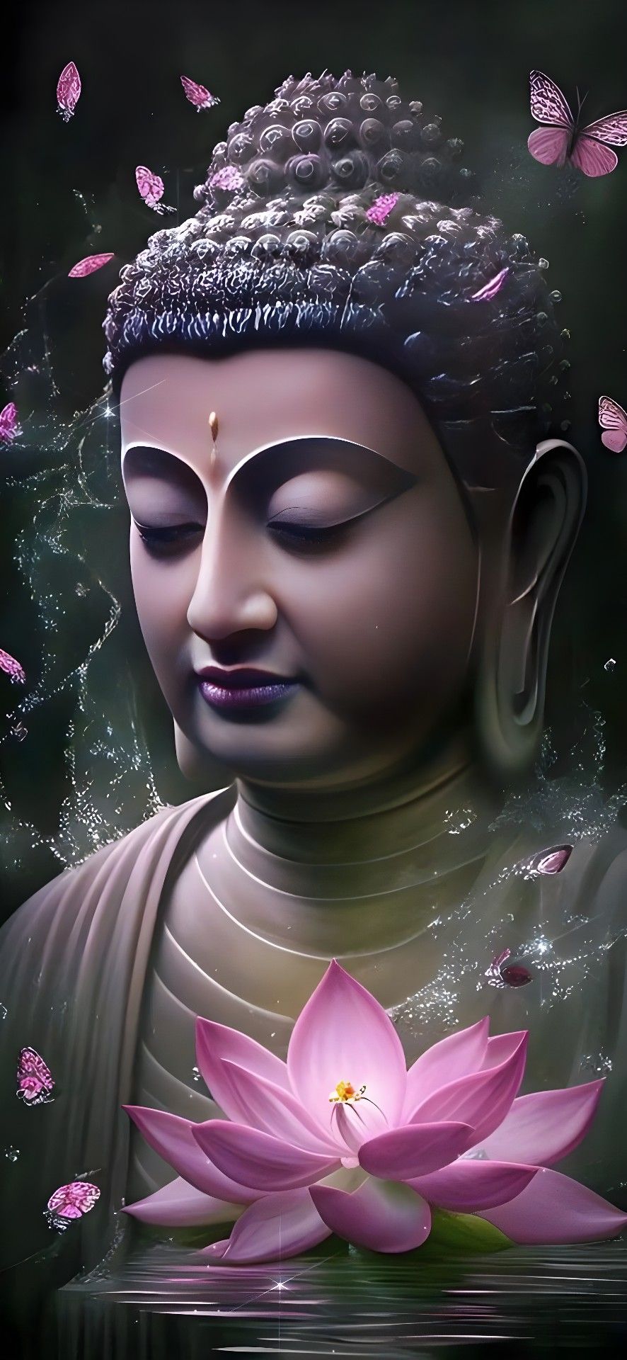 Buddha with lotus flower, serene portrait