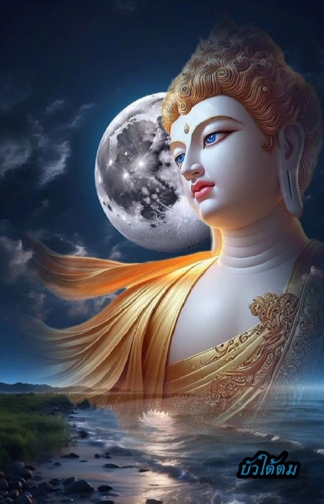 Buddha bathed in moonlight serene image