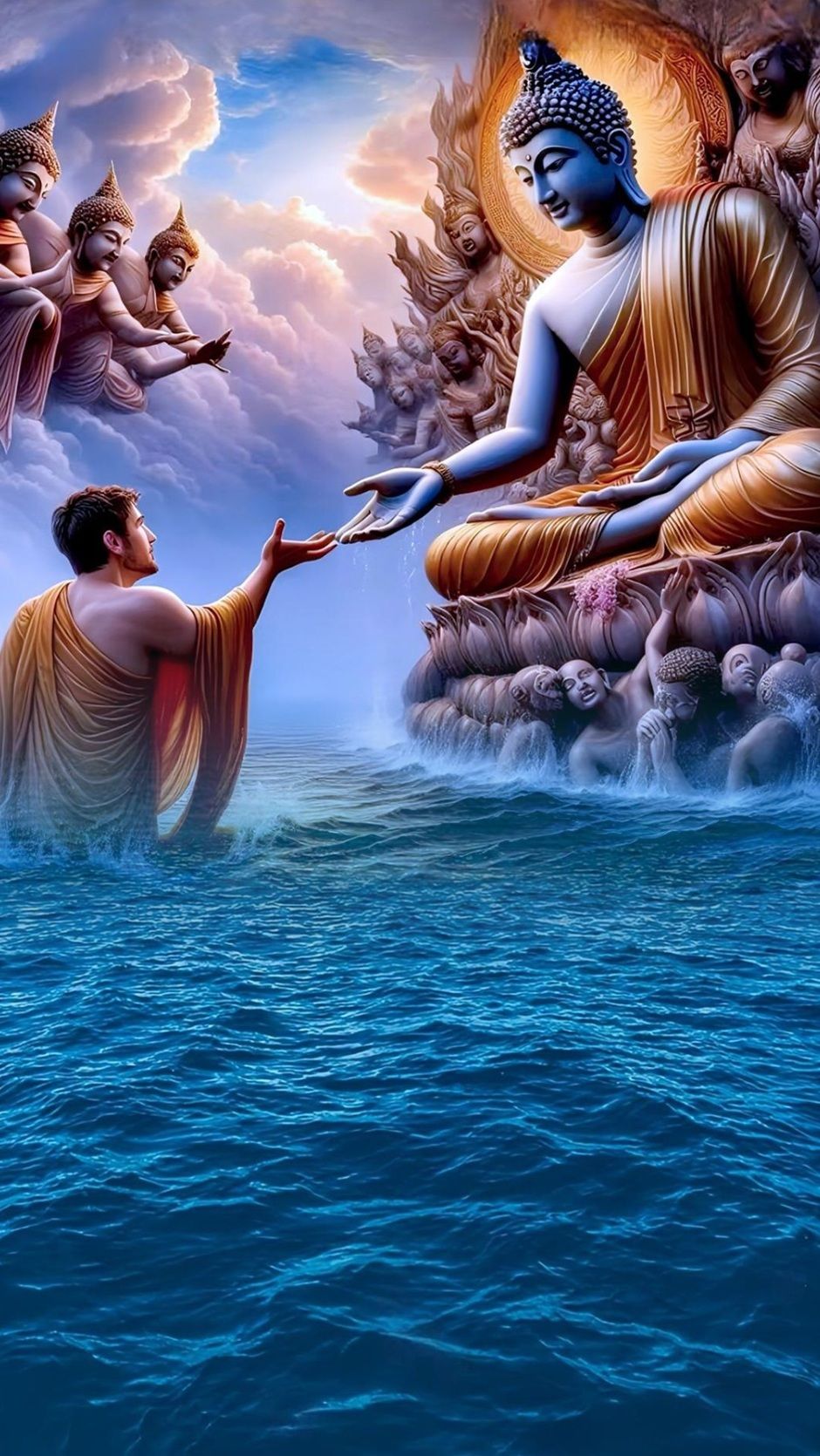 Buddha descending from the heavens
