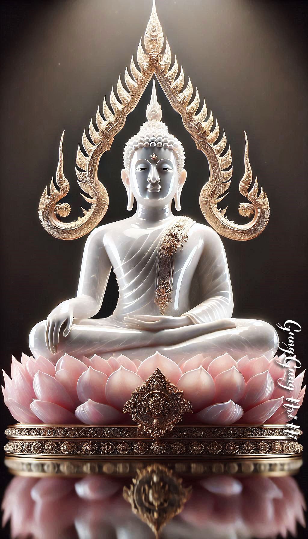 Buddha meditating on a lotus flower