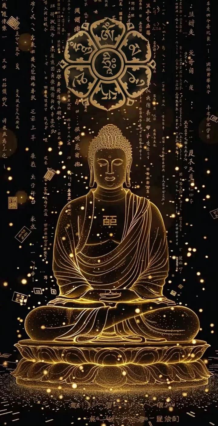 Golden Buddha seated in meditation