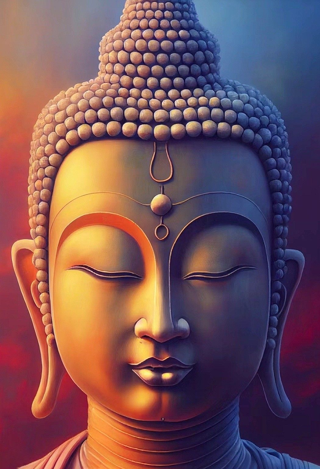 Golden Buddha face, serene and peaceful