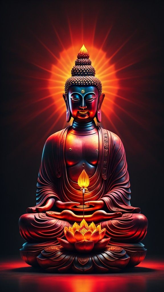 Buddha meditating on a lotus flower