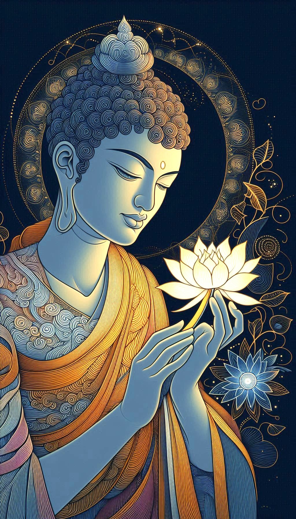 Buddha holding a lotus flower