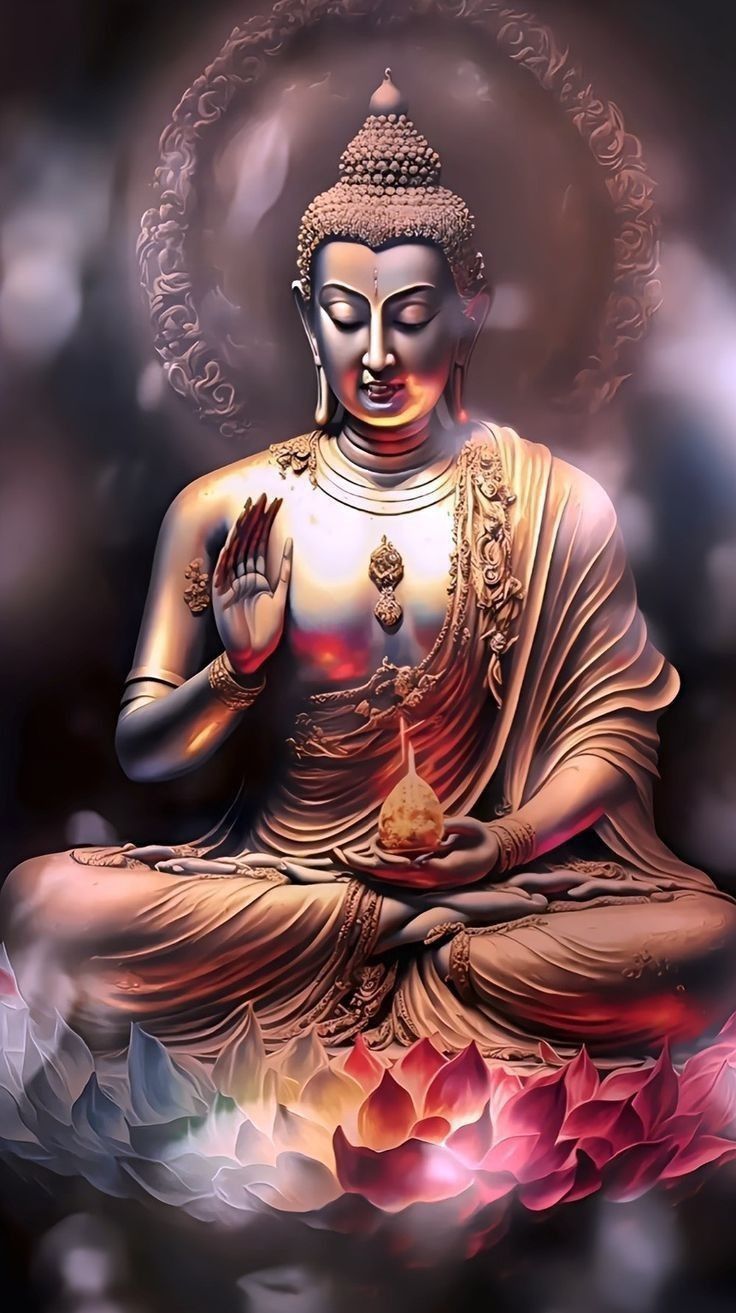 Buddha meditating on a lotus flower