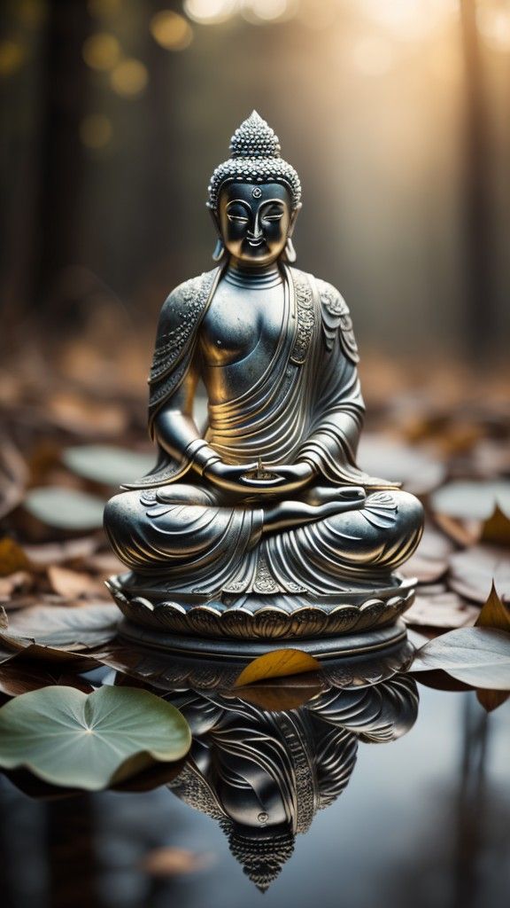 Buddha statue meditating on lotus