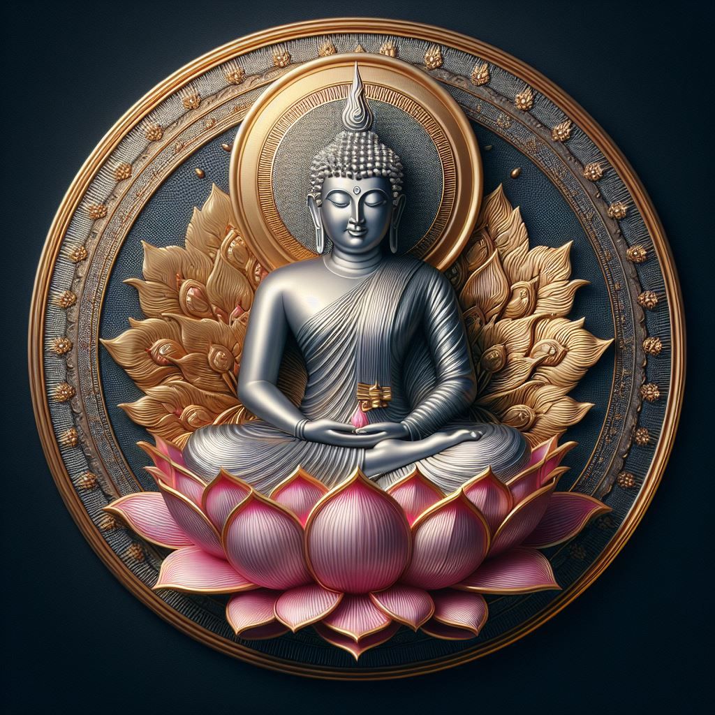 Buddha meditating on a lotus flower