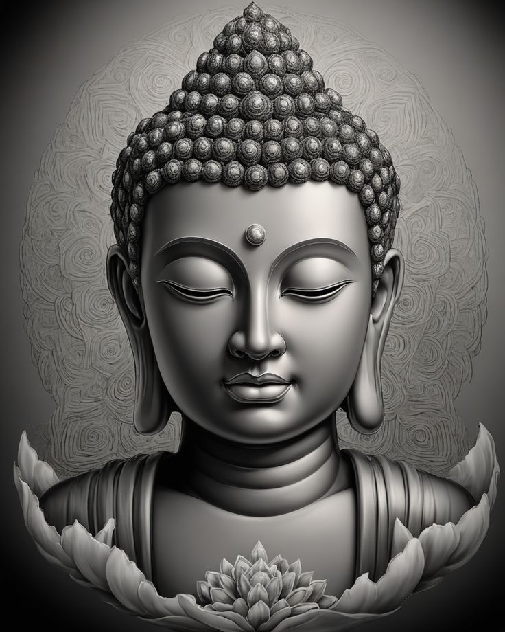 Buddha head with lotus flower