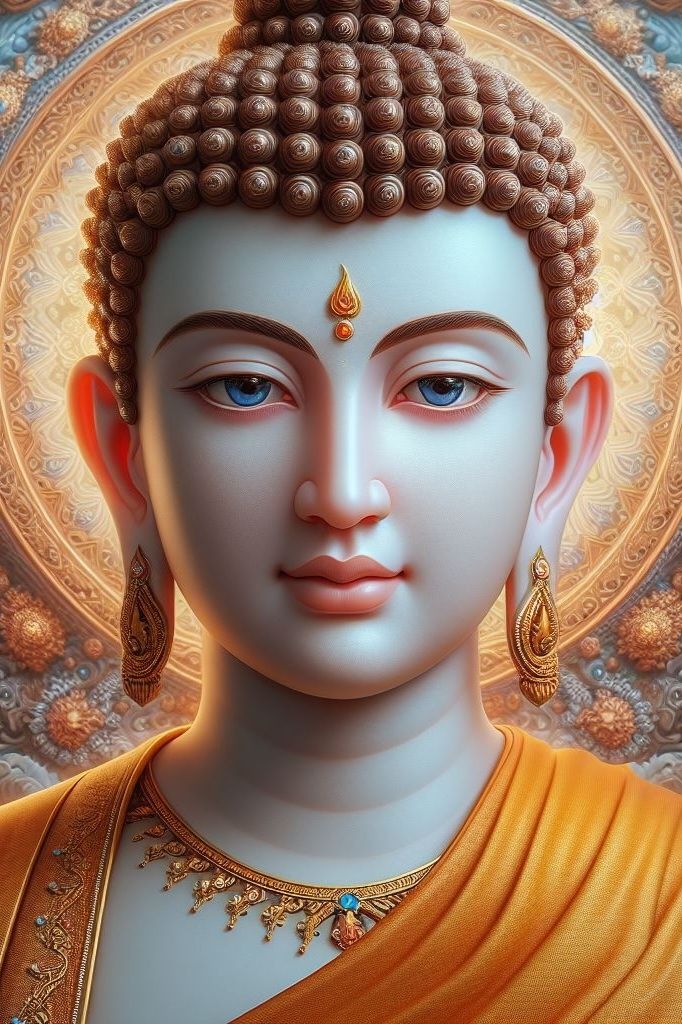 Buddha face with golden halo