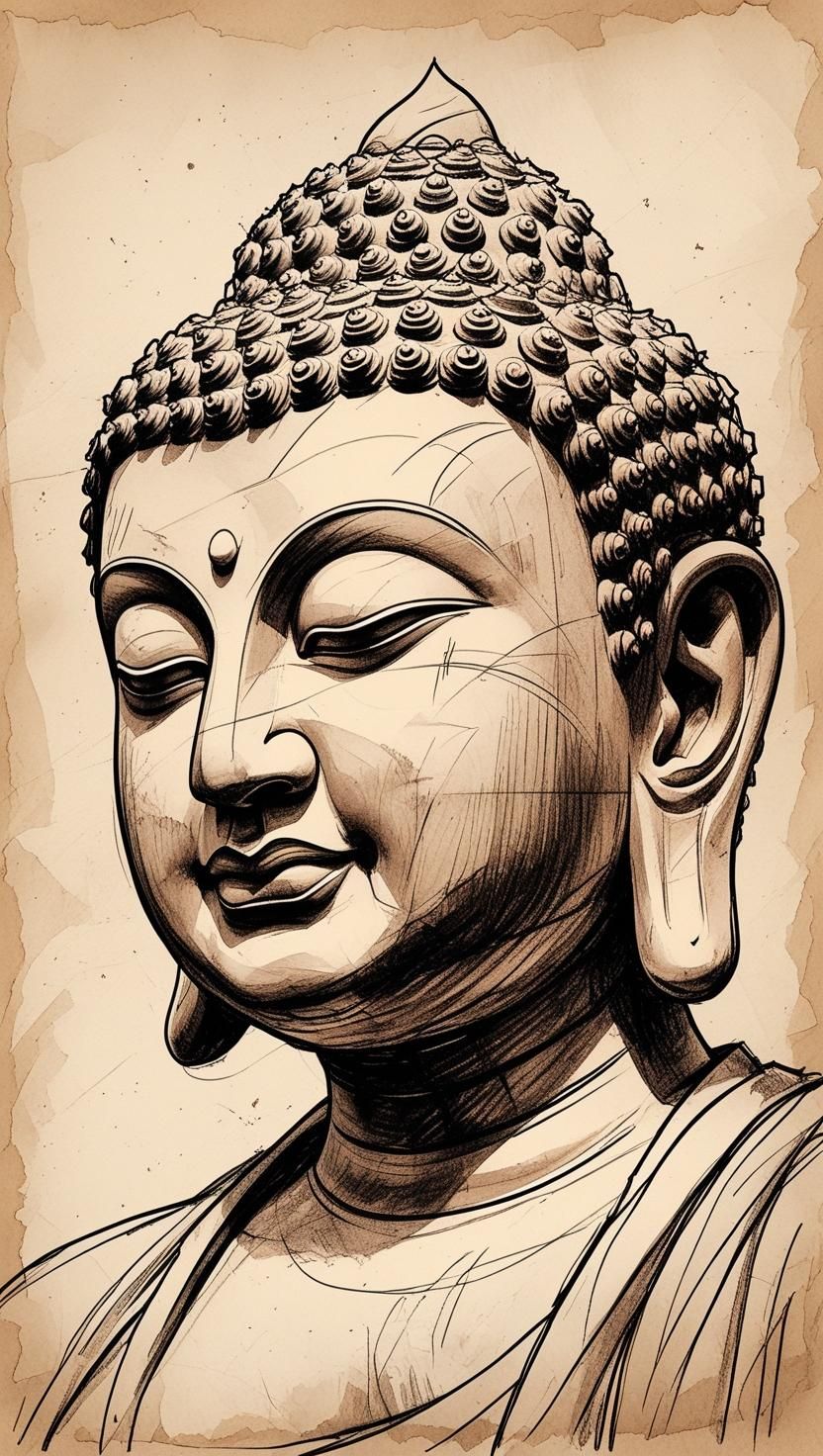 Peaceful sketch of Buddha\'s face