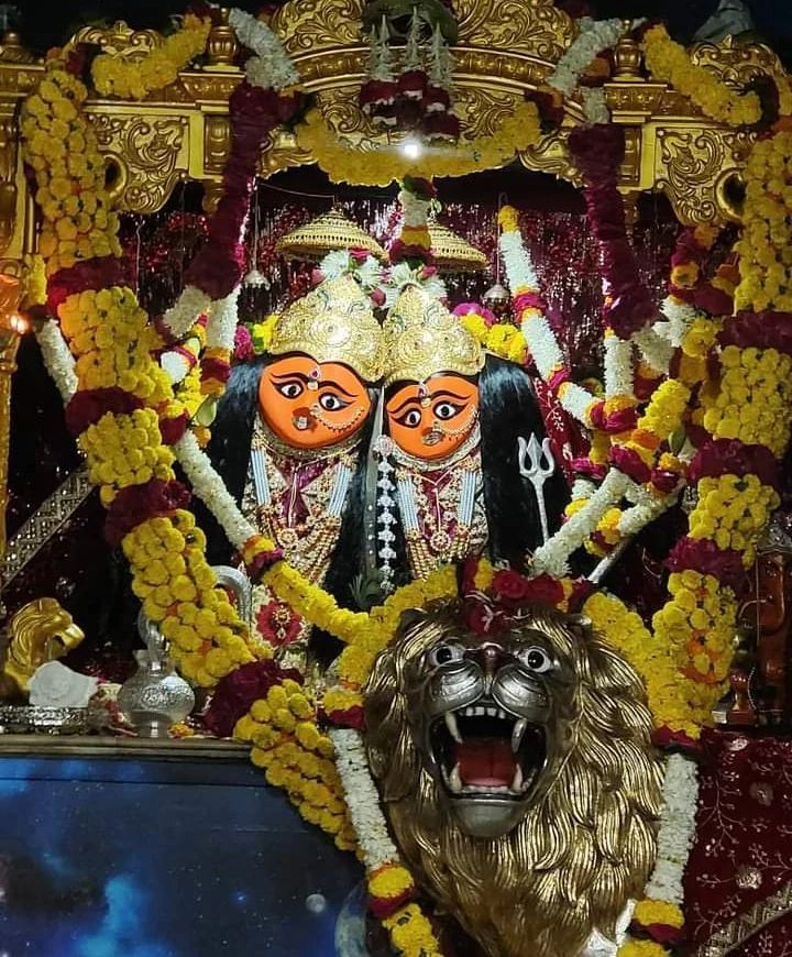 Chamunda Maa with lion and flowers