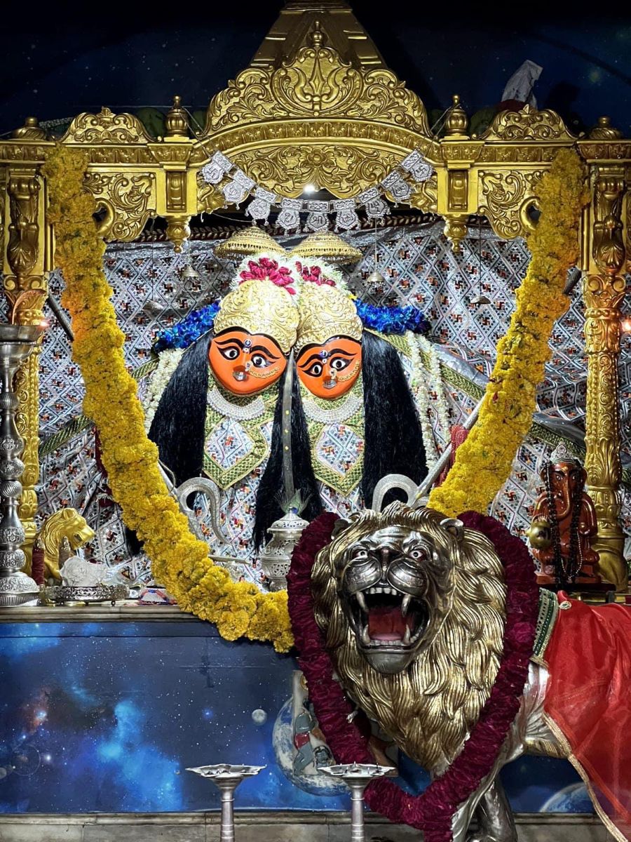 Chamunda Maa with two faces and lion