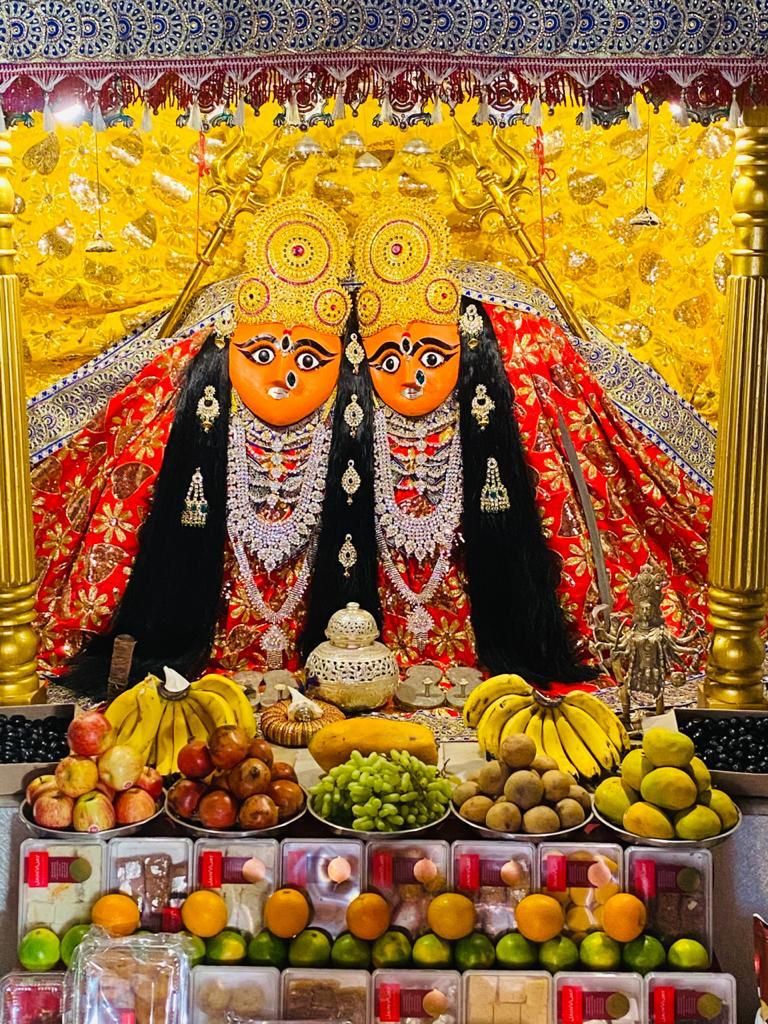Chamunda Maa with fruit offerings.