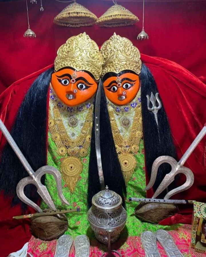 Chamunda Maa two-faced golden deity