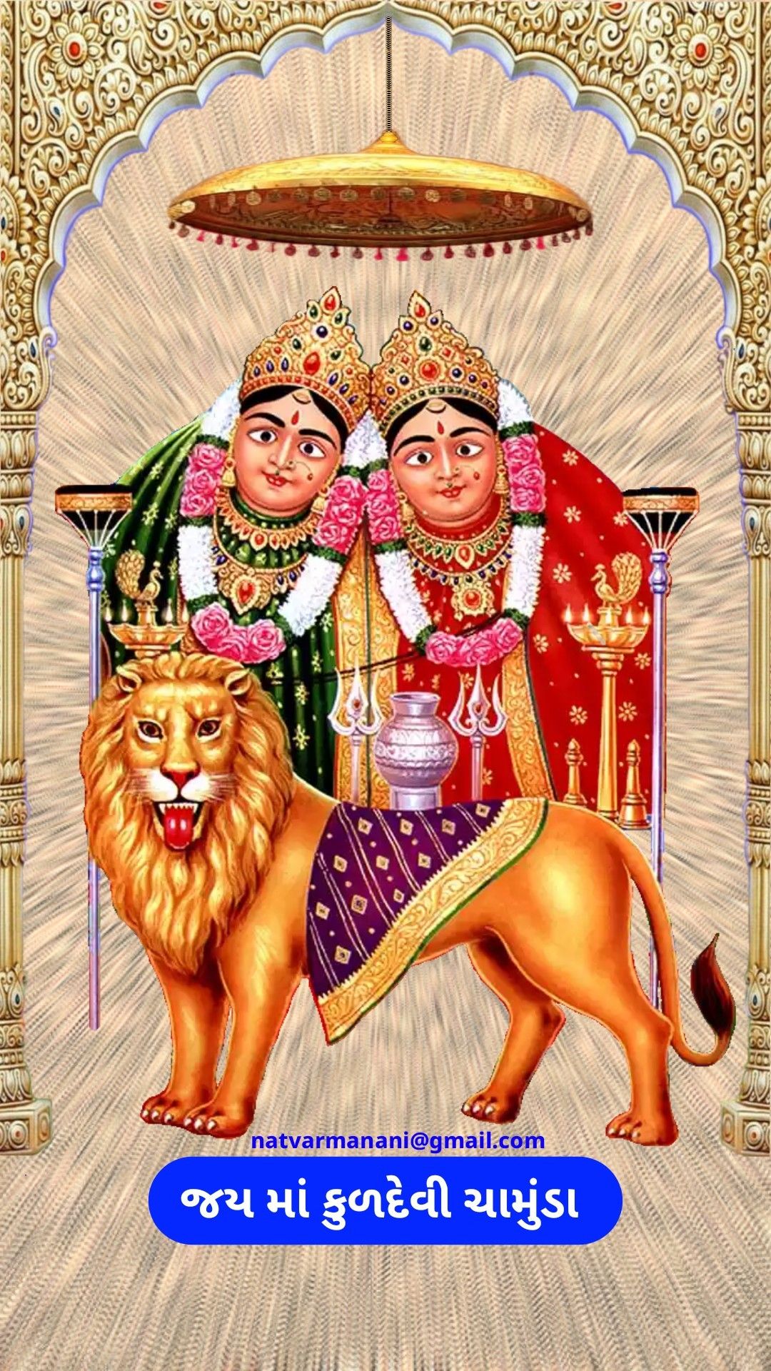 Chamunda Maa on lion, divine image