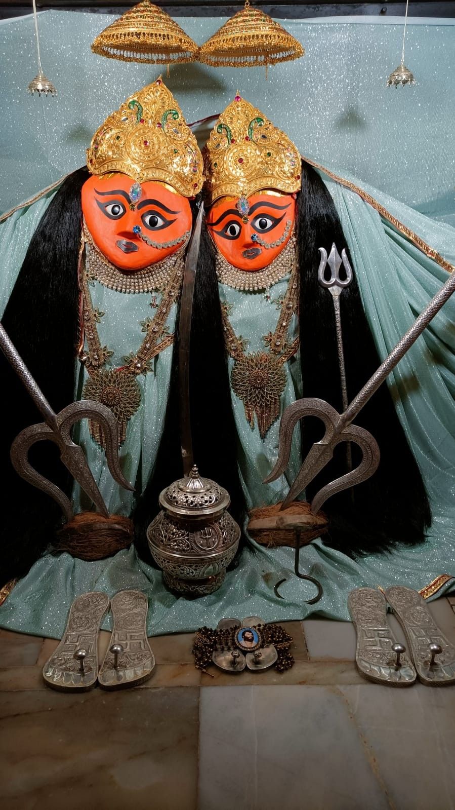 Twin Chamunda Maa deities in temple