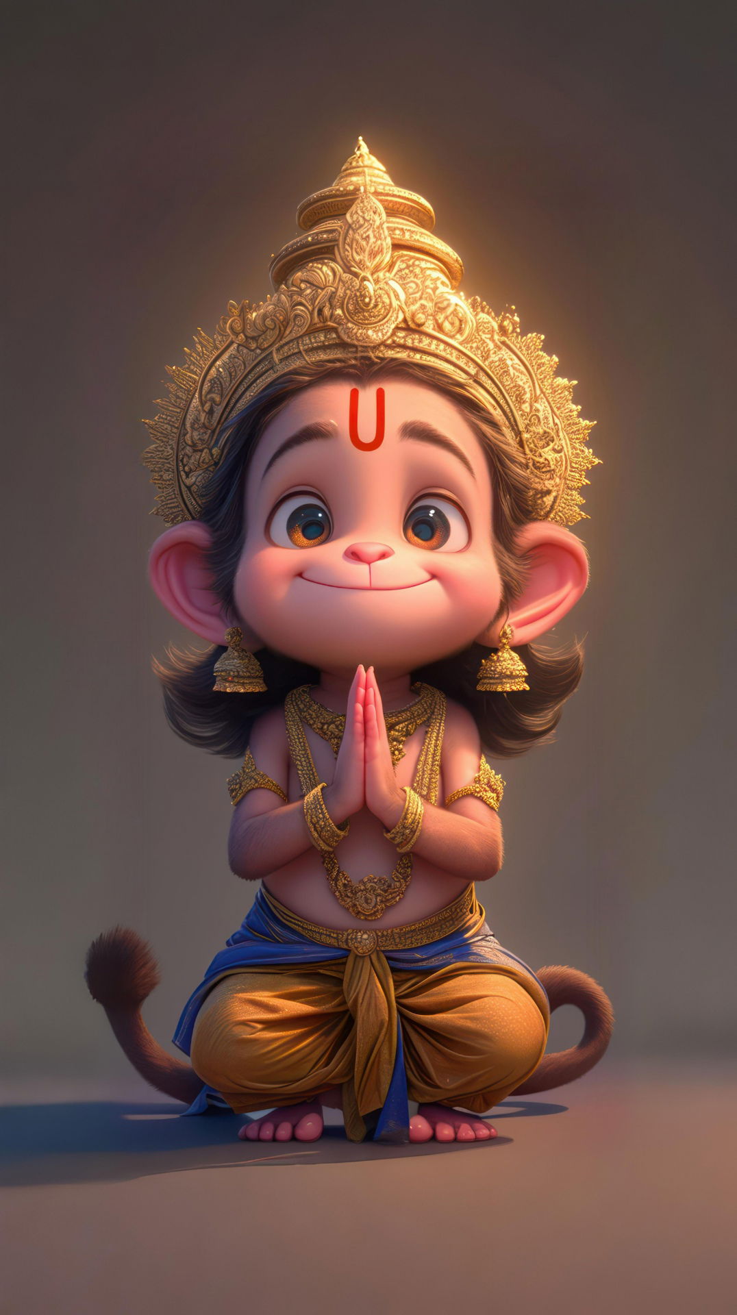 Cute Hanuman praying with folded hands