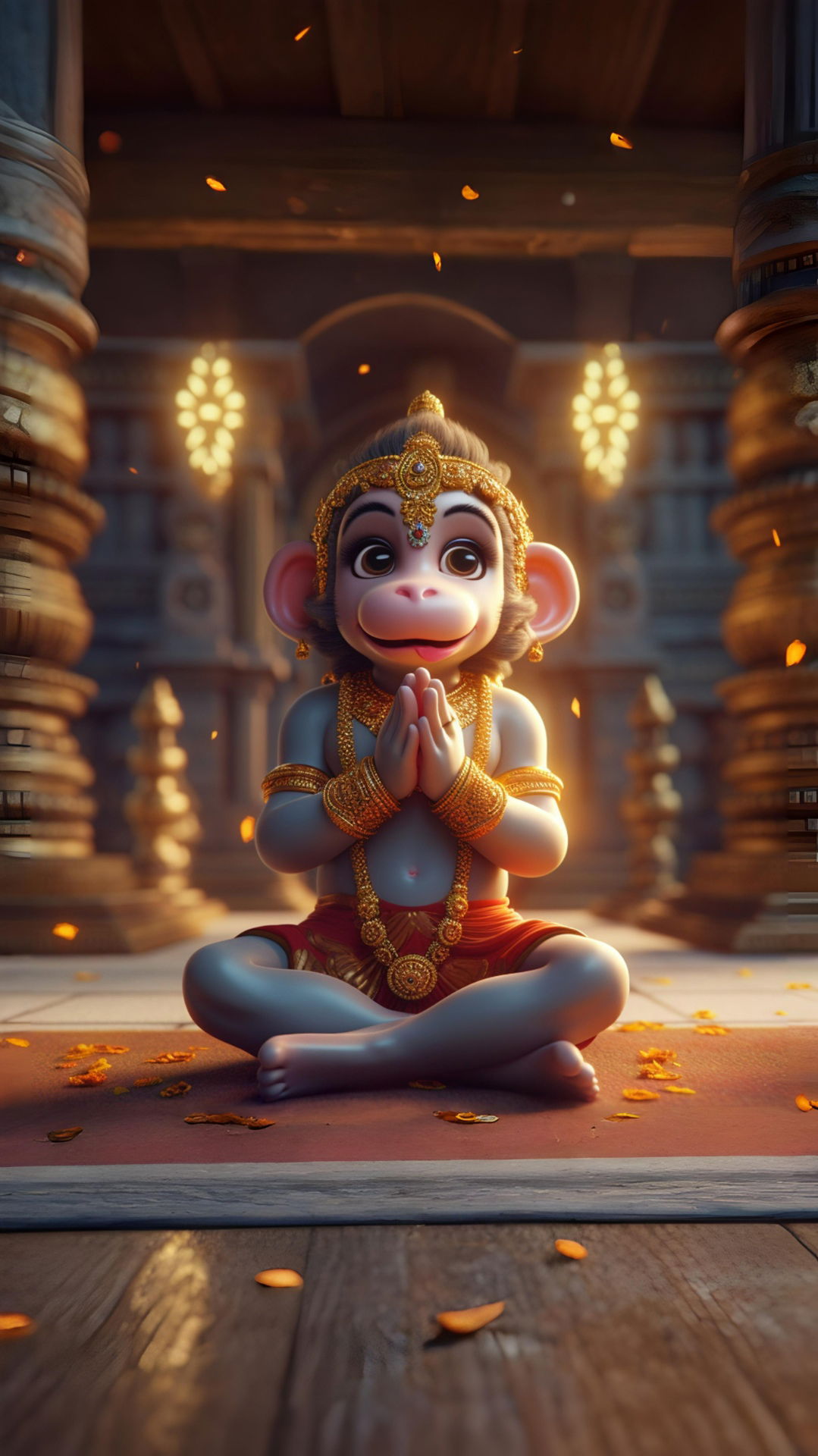 Little Hanuman praying with folded hands
