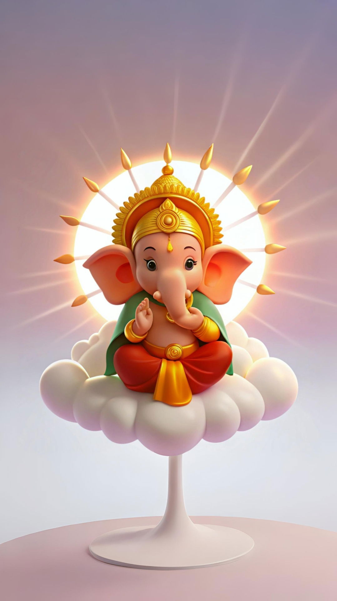 Lord Ganesha seated on clouds