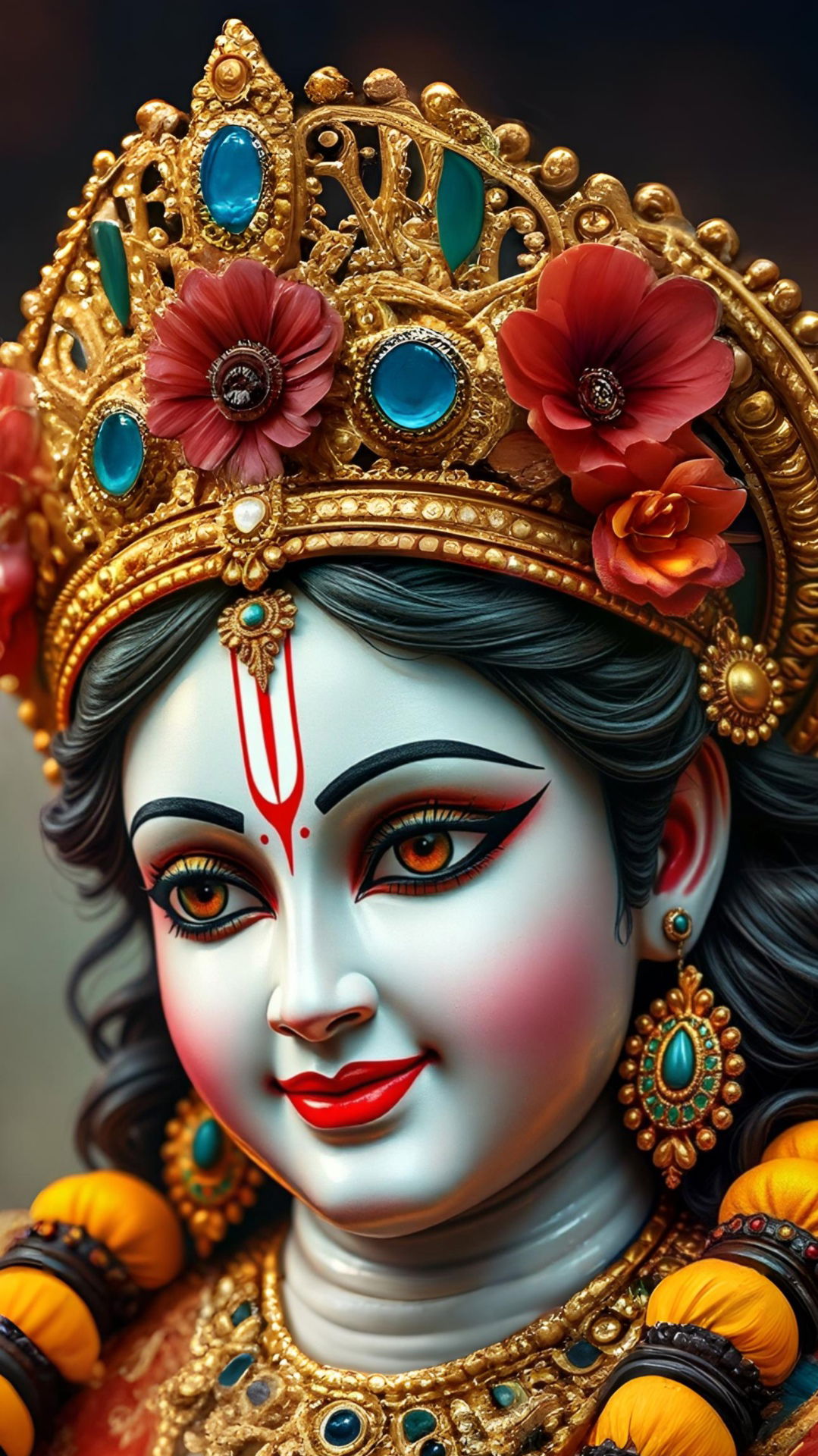 Close-up of Lord Krishna’s radiant face