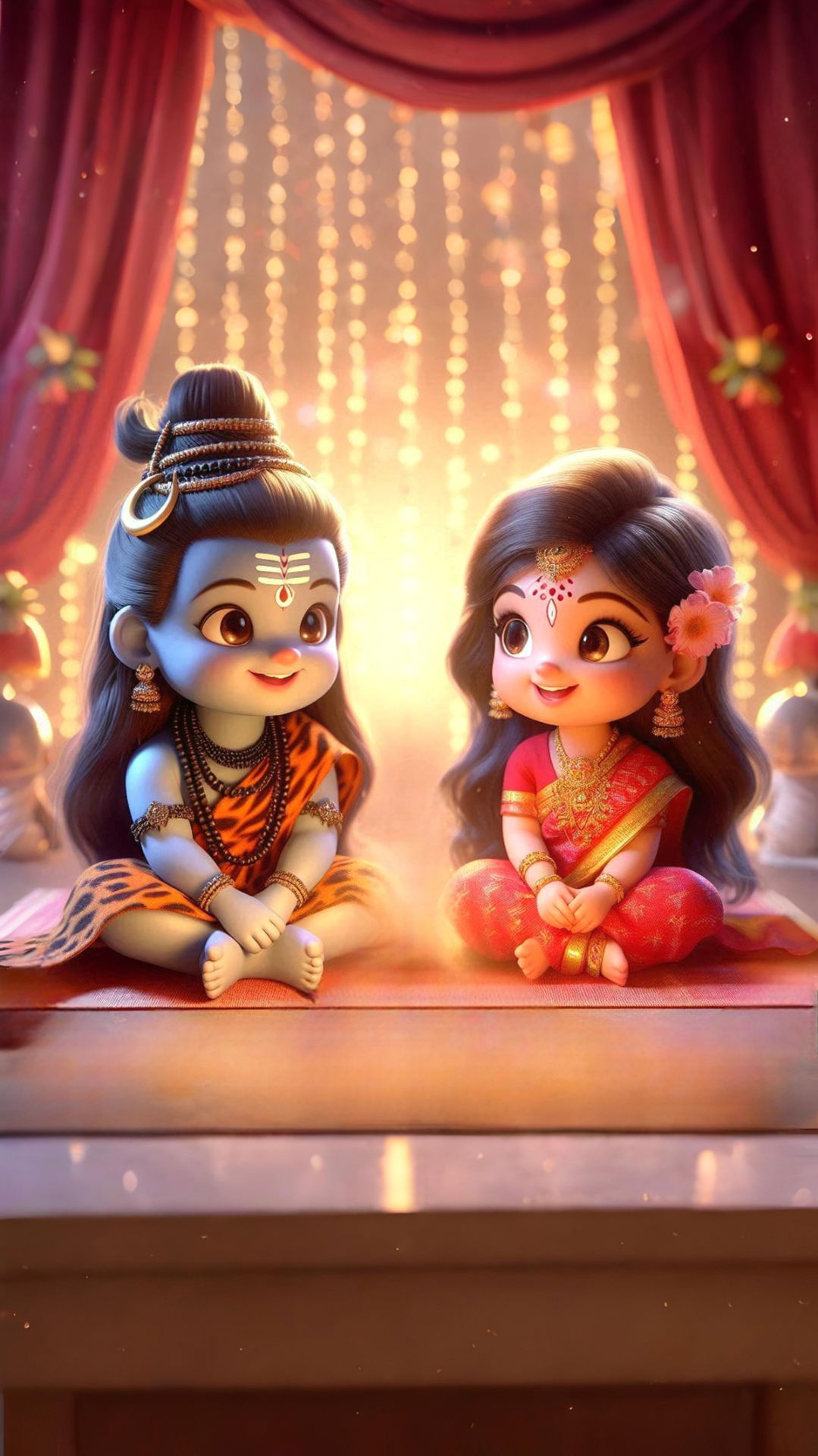 Baby Shiva and Parvati divine portrait