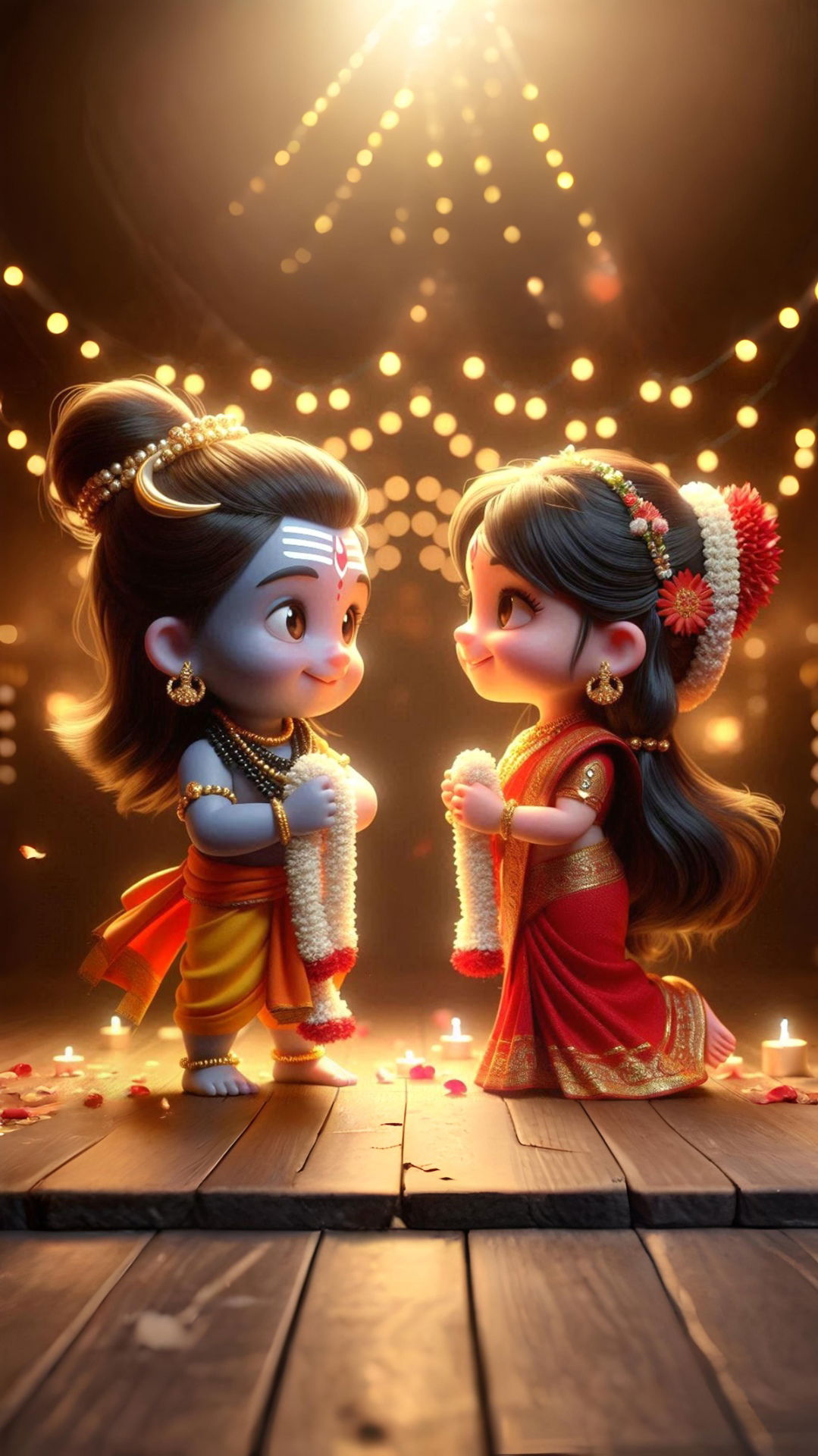 Young Shiva and Parvati share a glance.