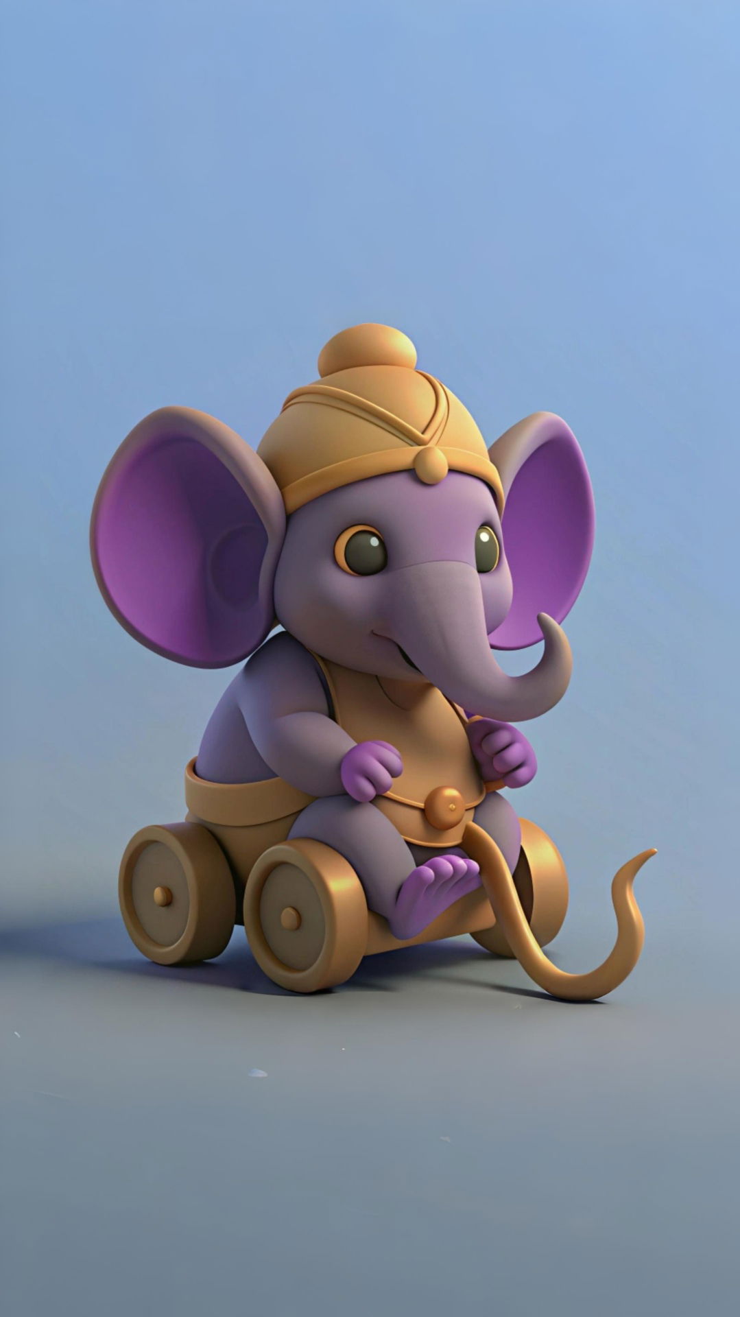 Adorable baby Ganesha riding a chariot