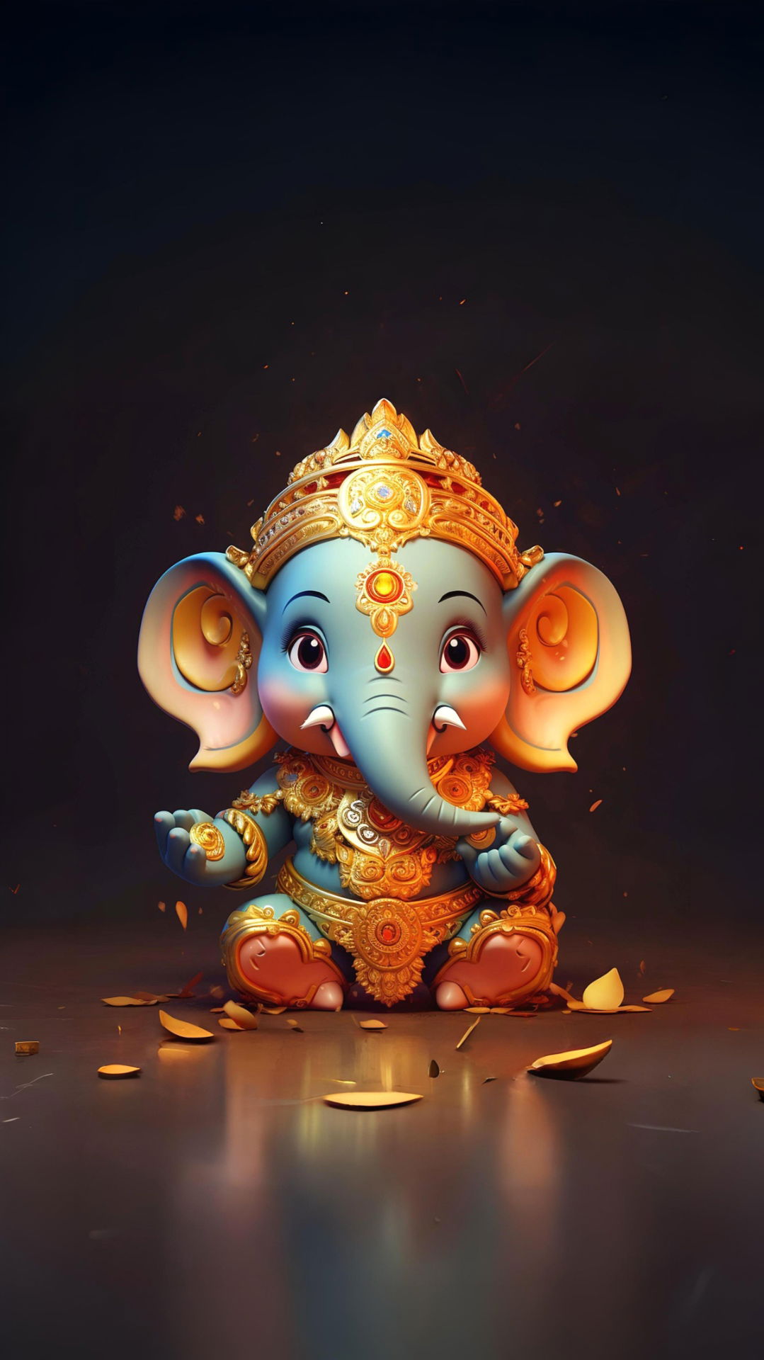 Adorable Lord Ganesha with golden modaks