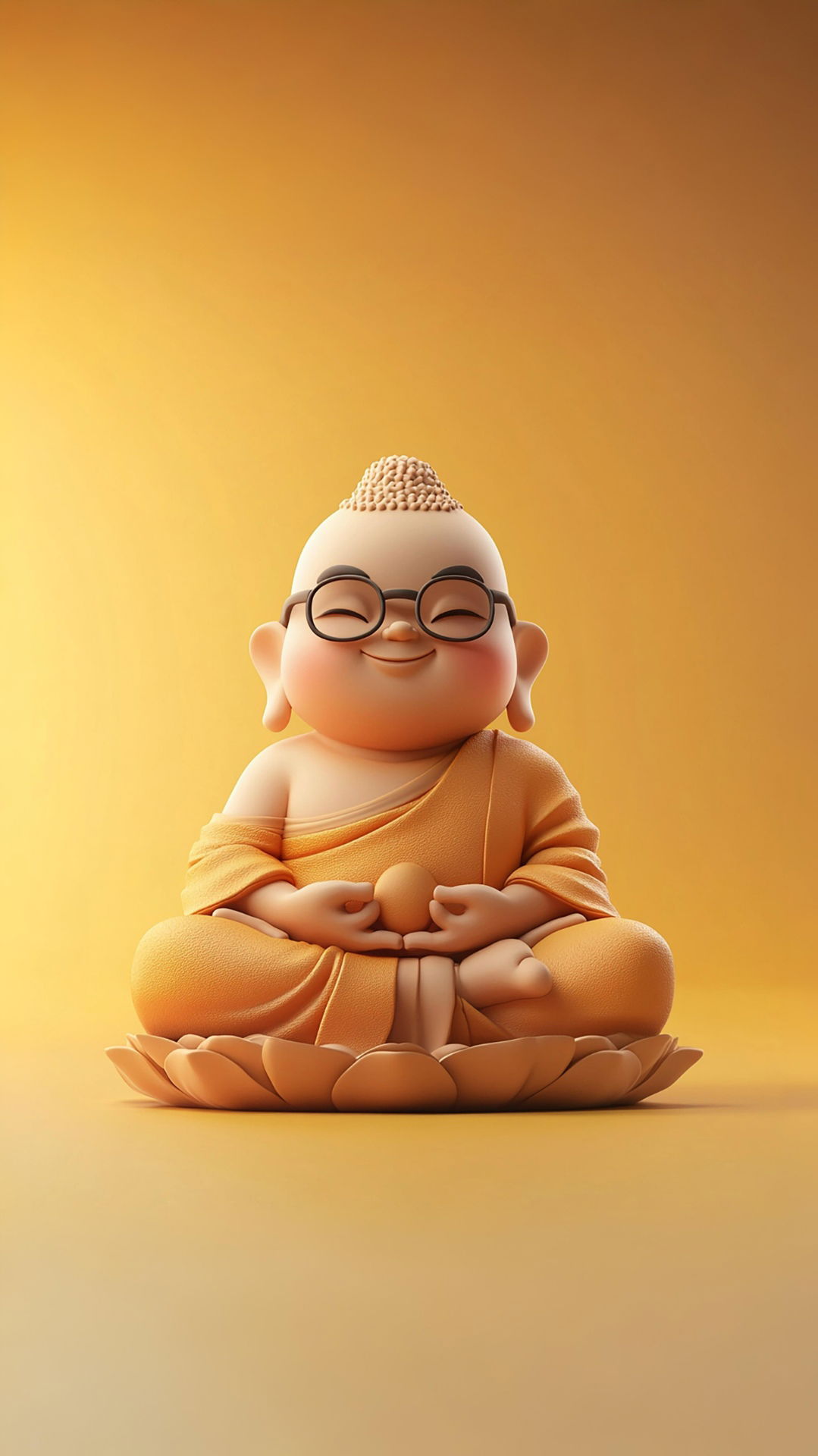 Cartoon Buddha meditating on a lotus