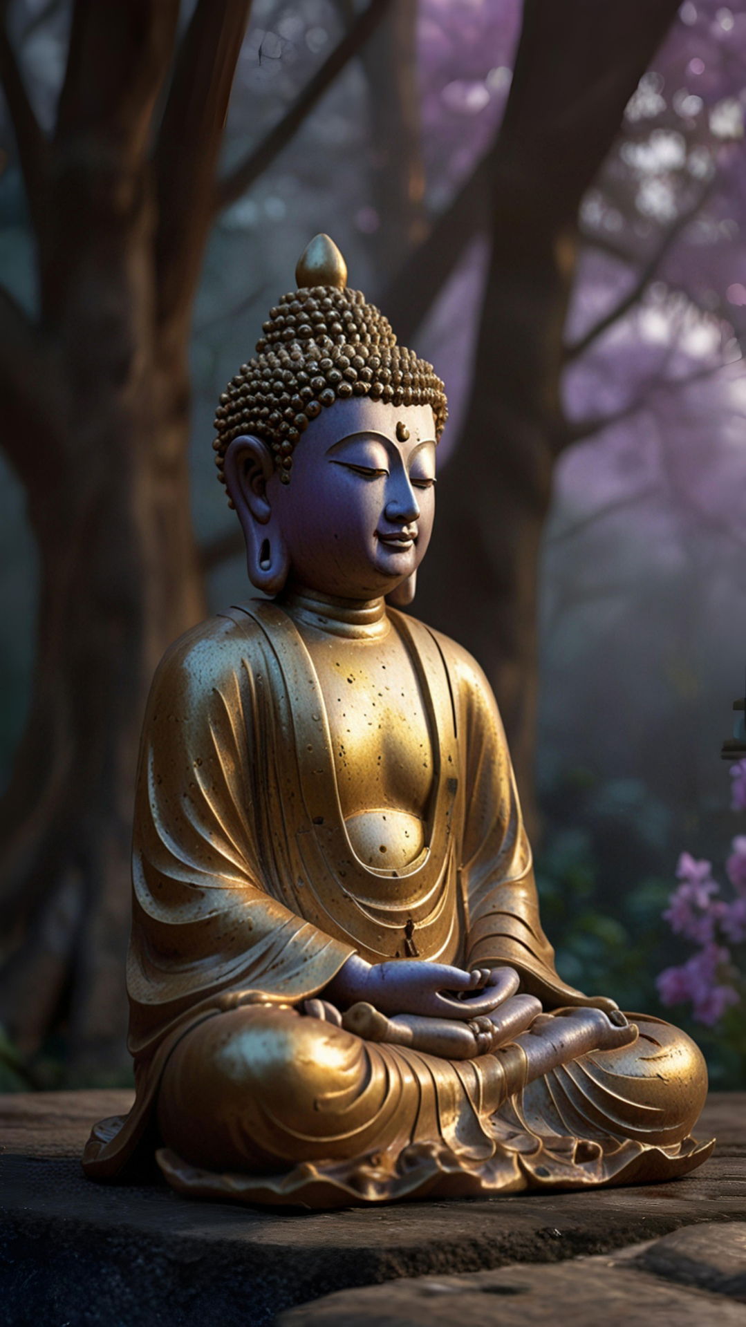 Golden Buddha statue in meditative pose