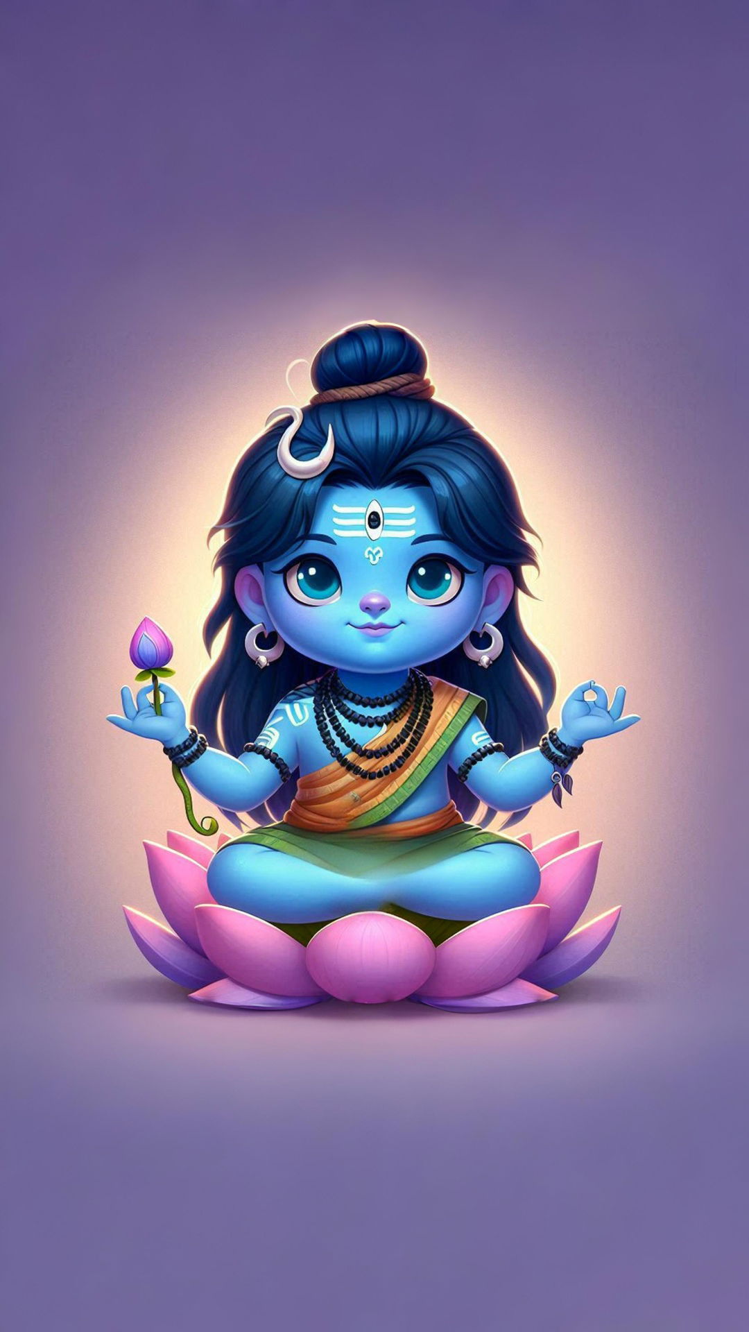 Baby Shiva meditating on a lotus