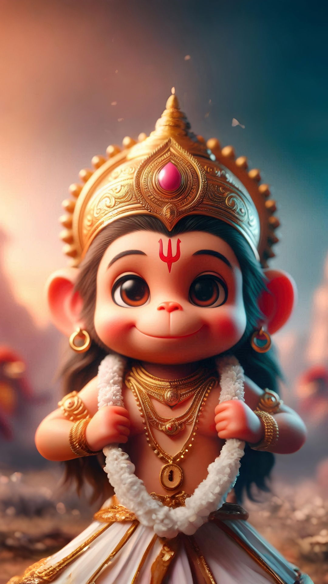 Baby Hanuman with a joyful expression