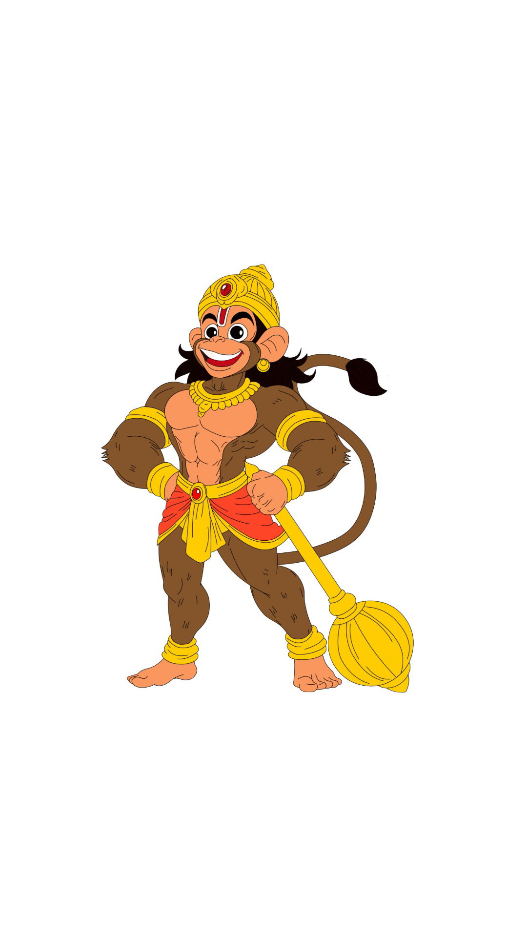 Powerful Hanuman with his mace