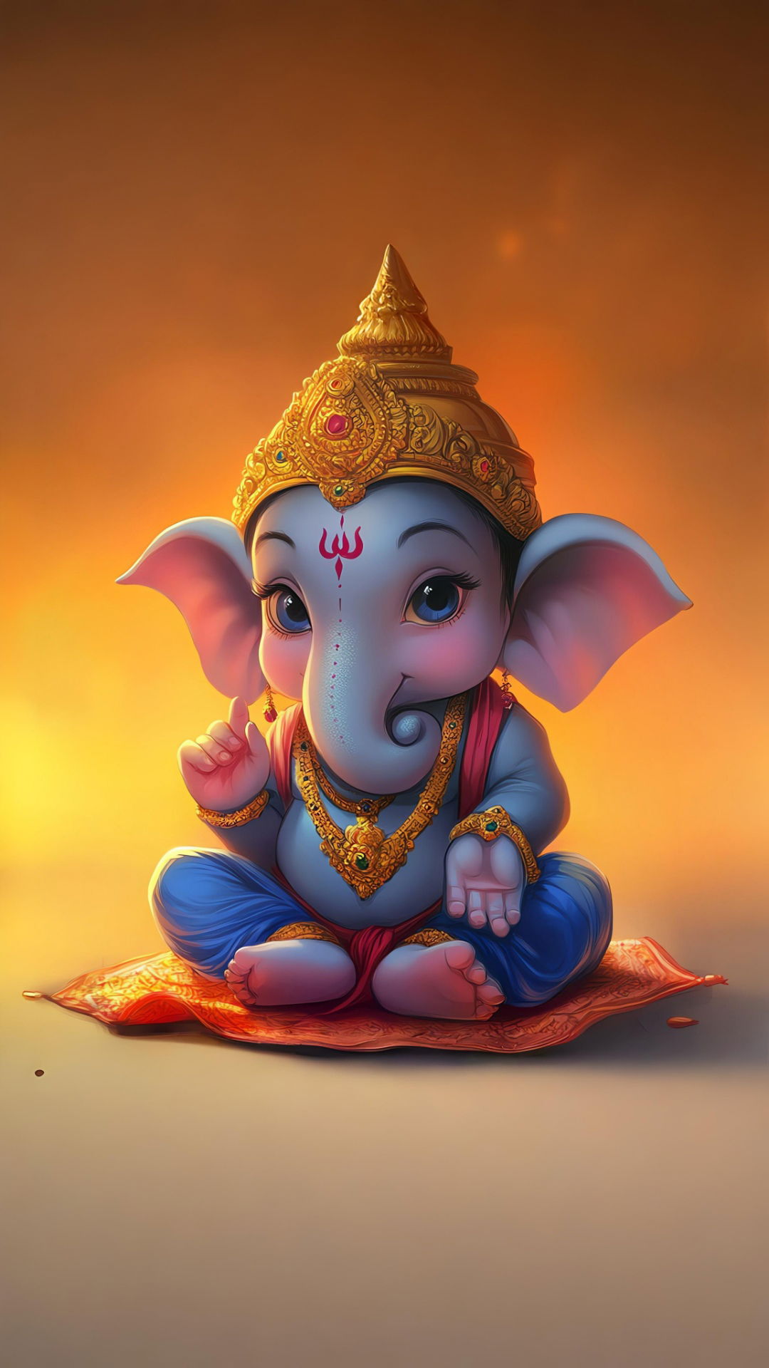 Cute baby Ganesha sitting peacefully