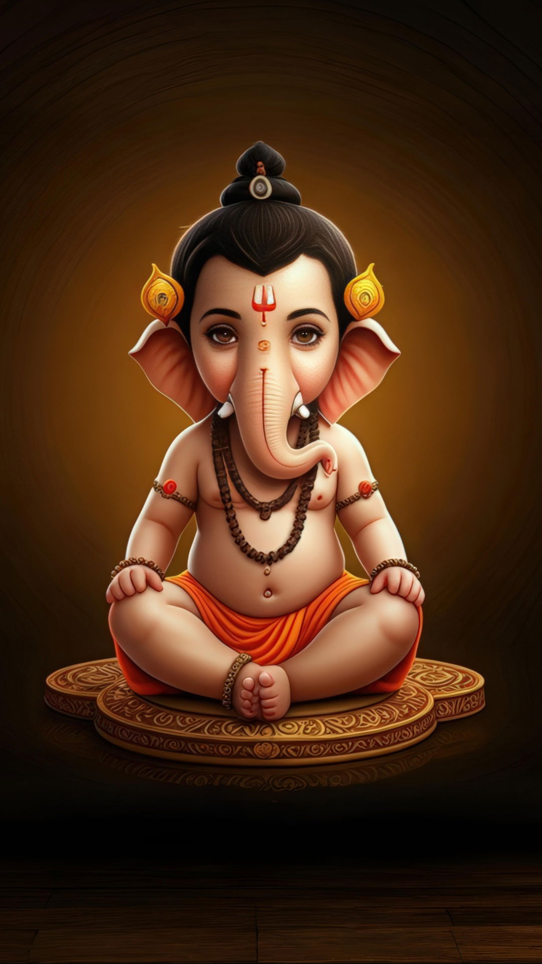Baby Ganesha sitting in lotus pose