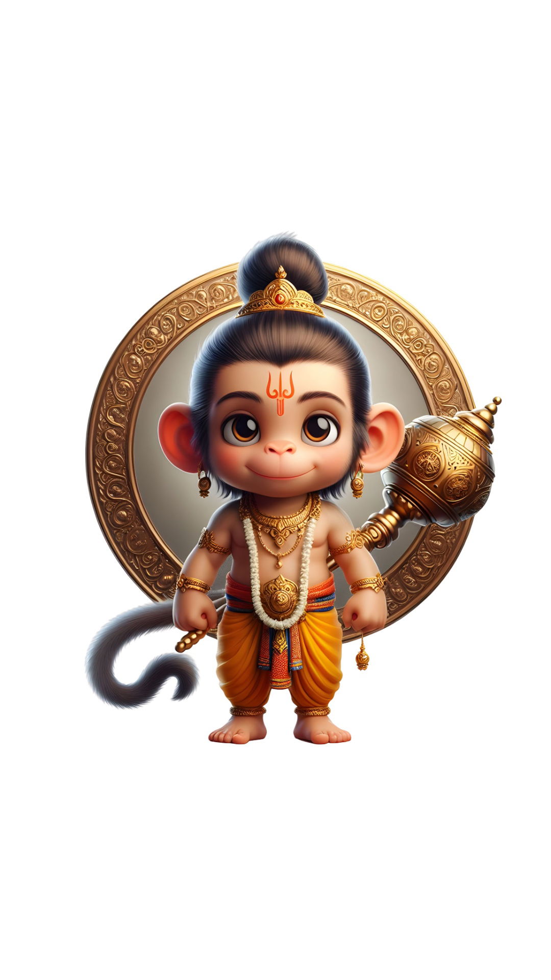 Adorable Hanuman child with golden mace