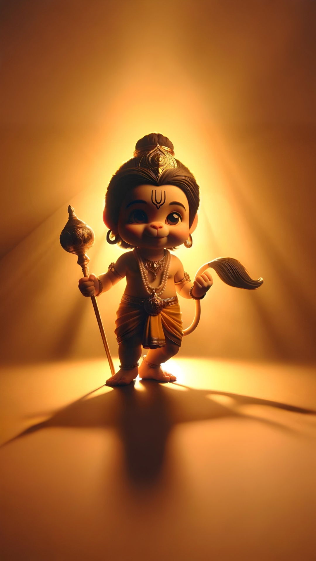 Cute Hanuman with gada, divine child