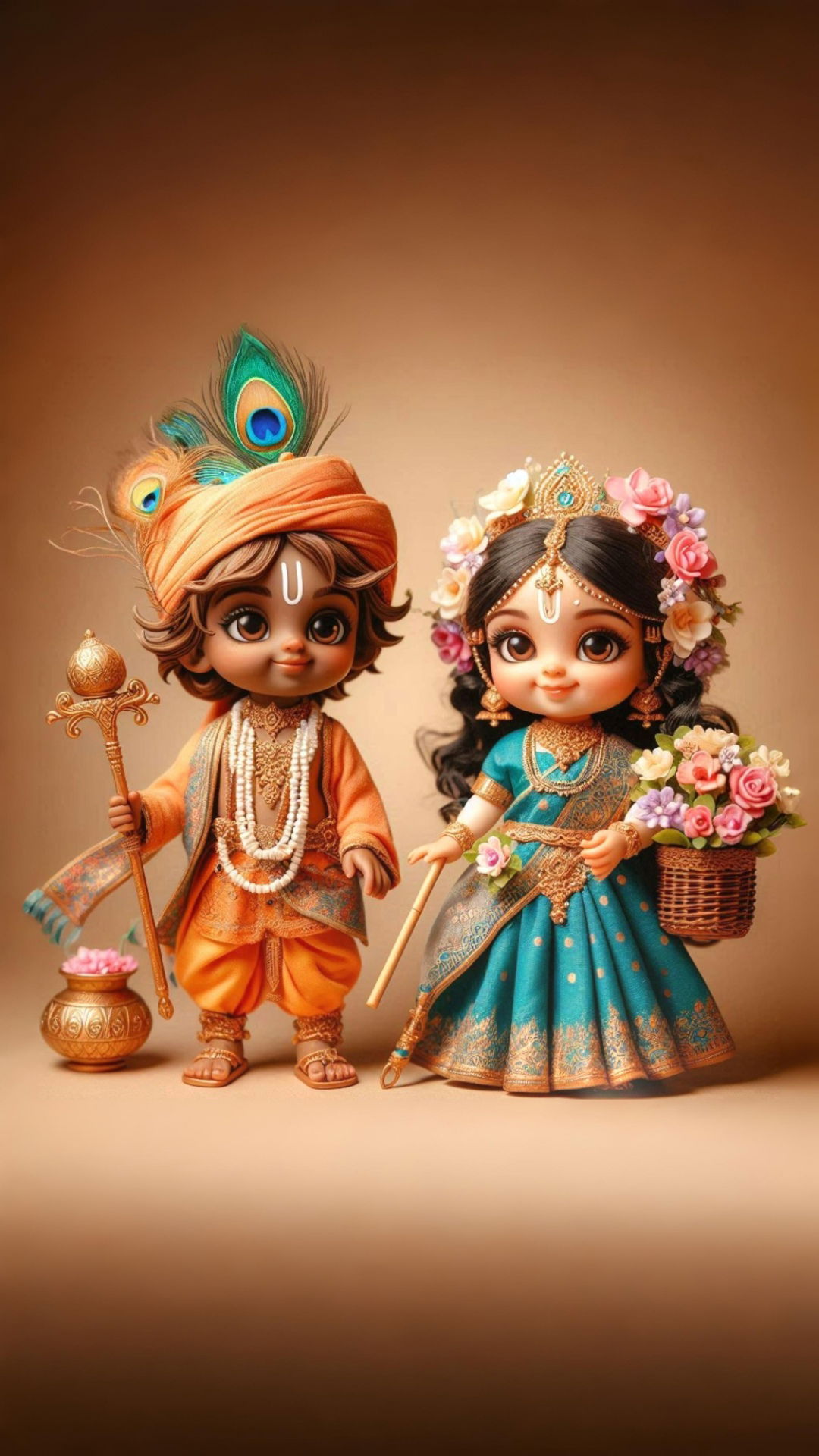Cute Krishna Radha doll wallpaper