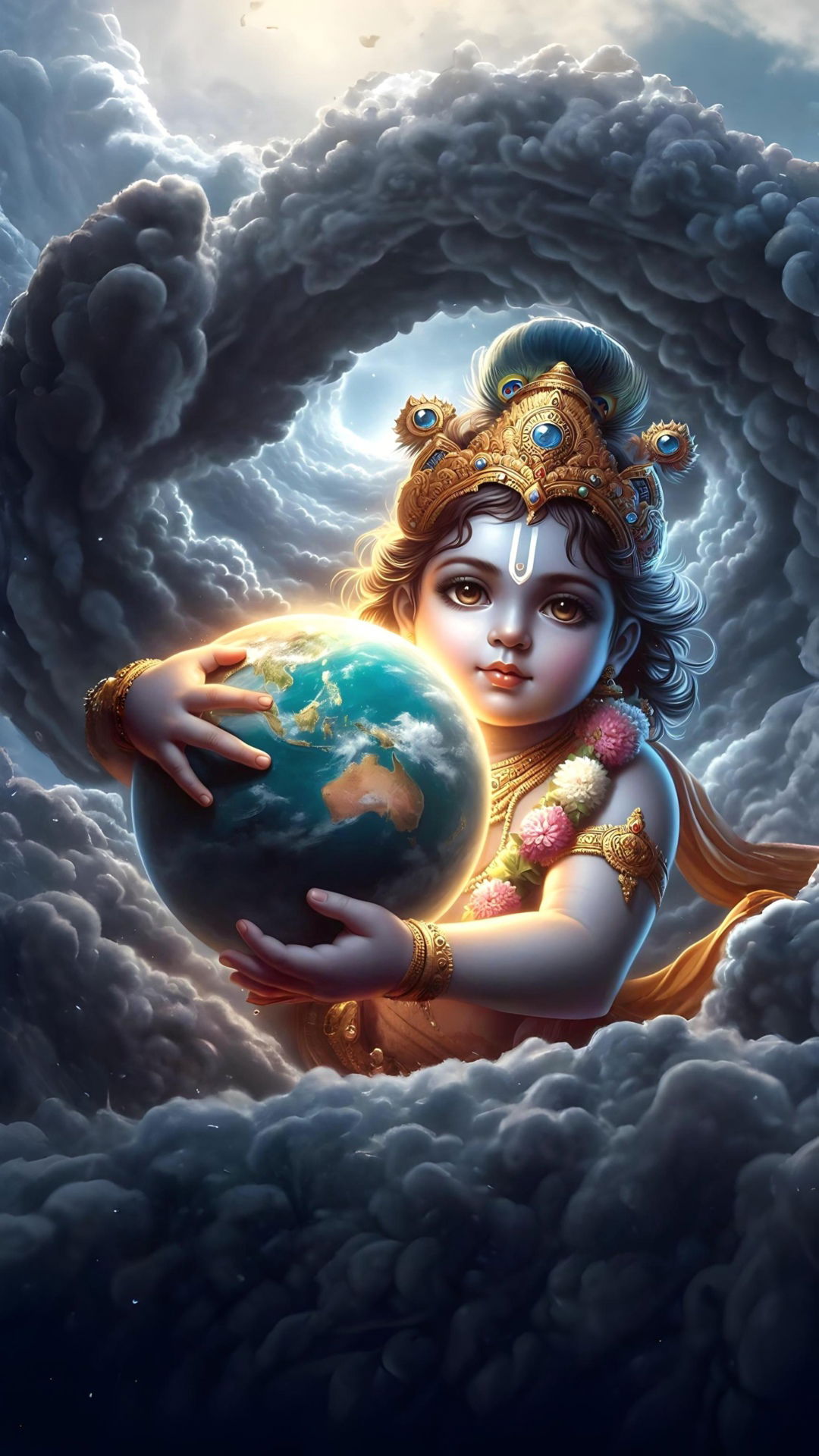 Baby Krishna holding the Earth