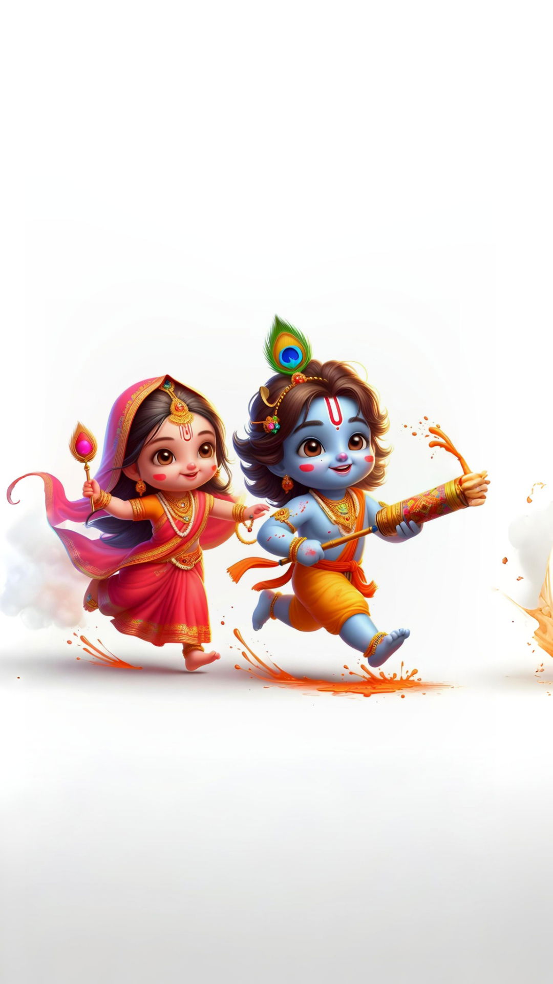 Cute Krishna Radha cartoon wallpaper.