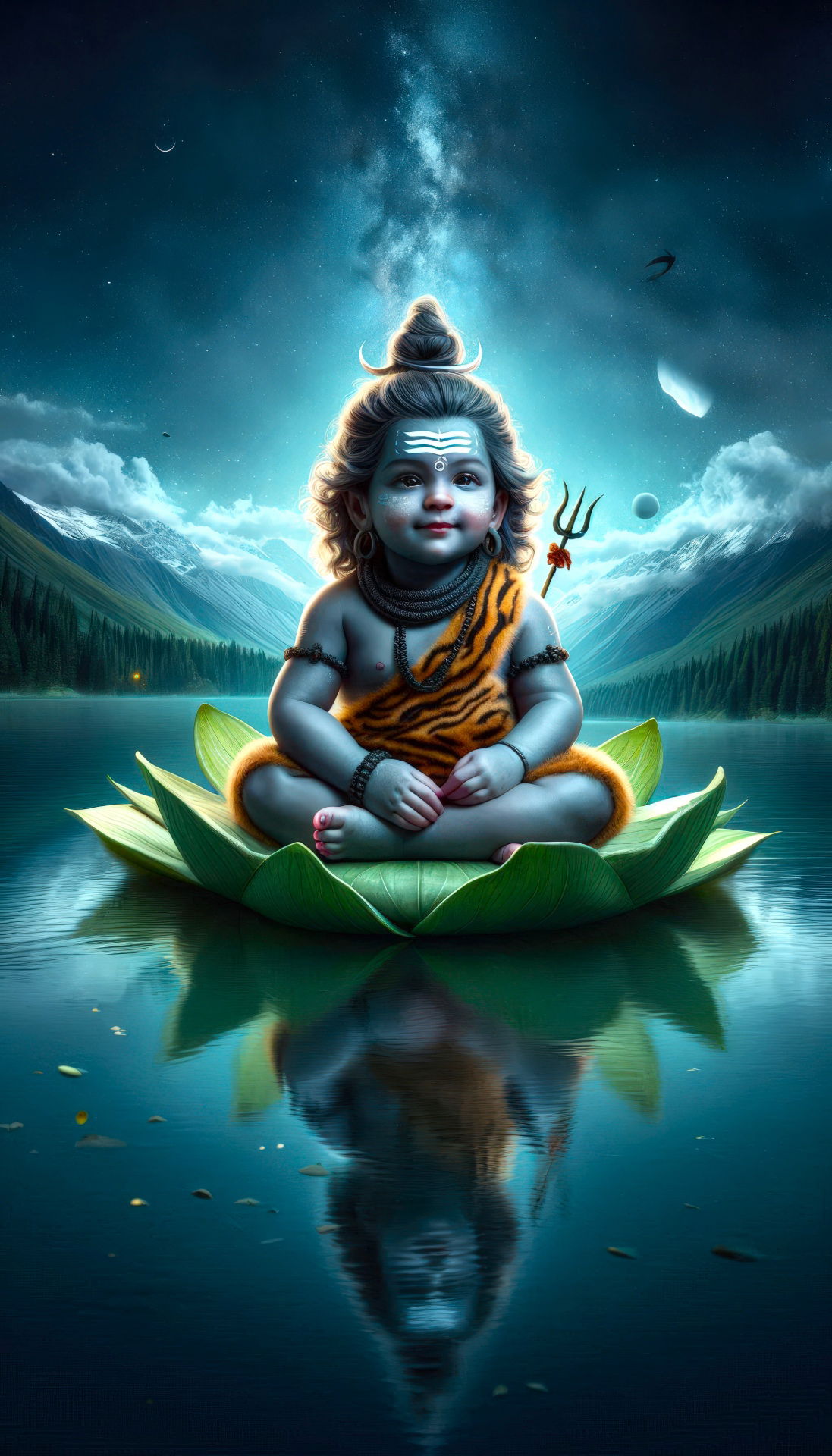 Child Shiva seated on a lotus flower