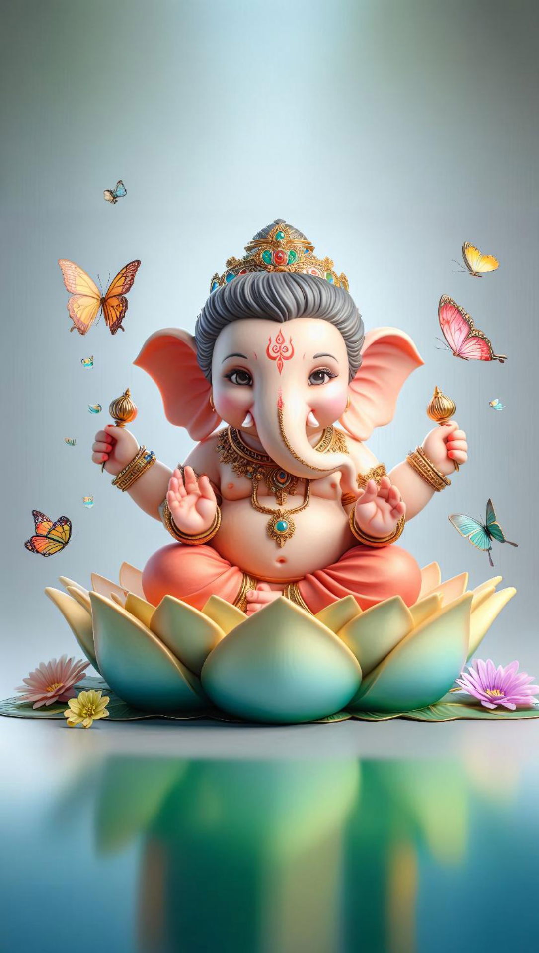 Ganesha seated on a lotus flower