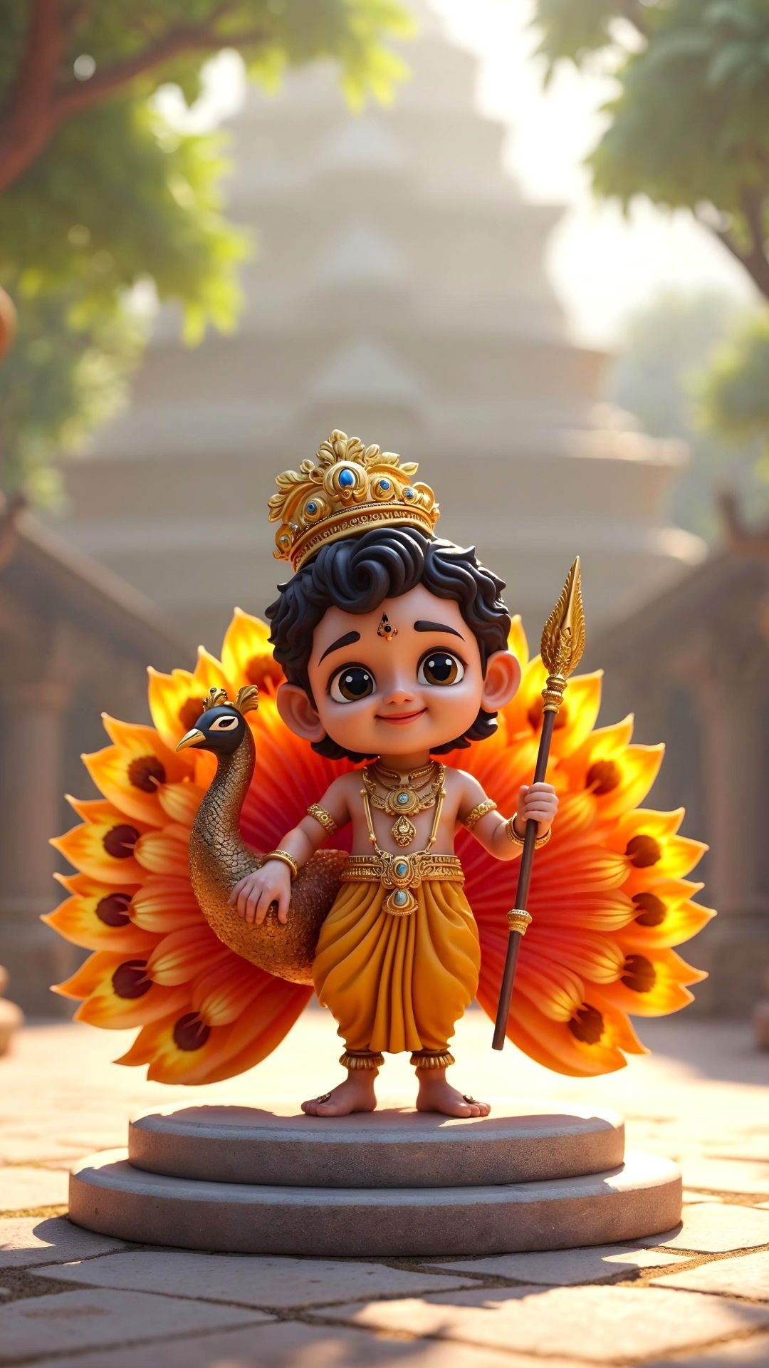 Adorable baby Krishna with peacock feather