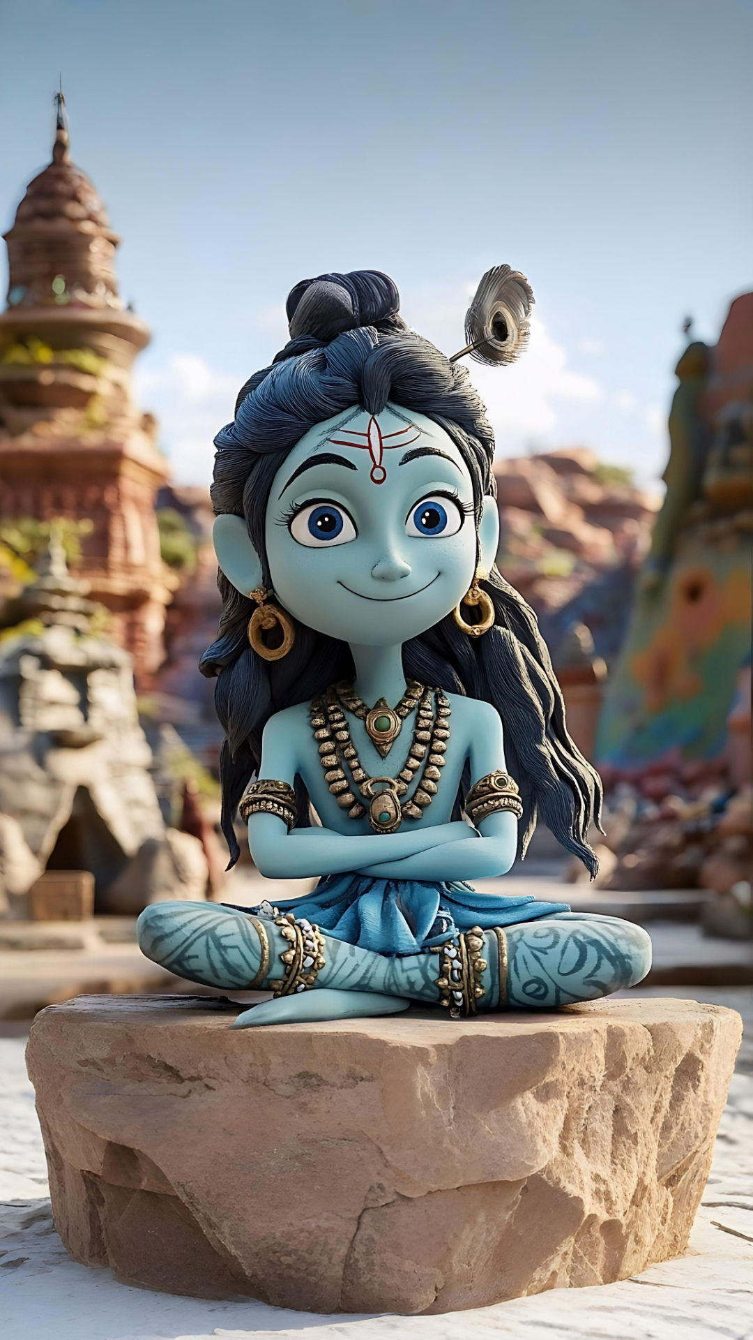 Cute baby Krishna with flute wallpaper