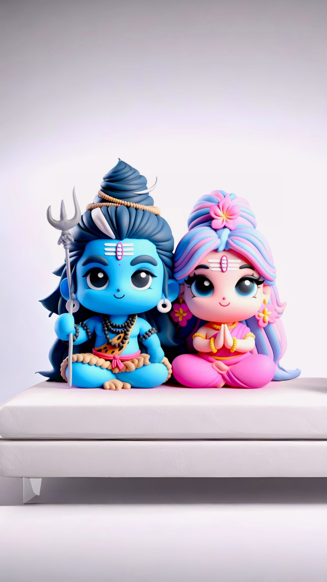 Cute Shiva and Parvati cartoon wallpaper