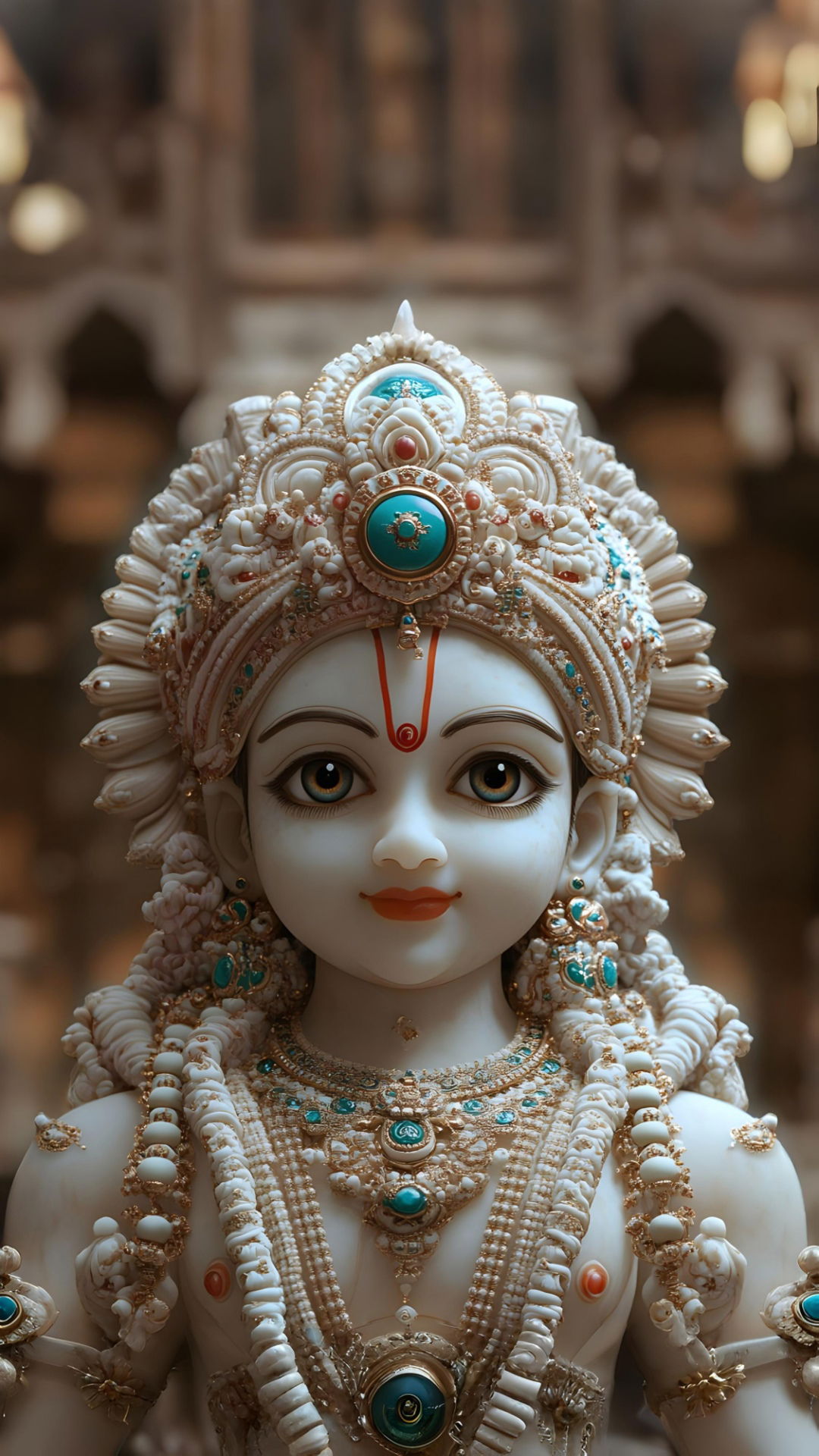 Adorable Krishna idol with peacock feather