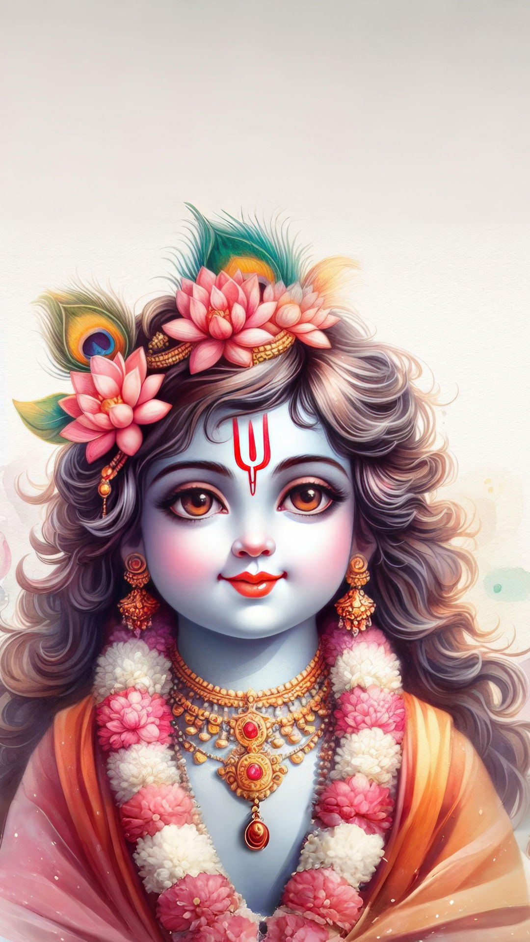 Cute Krishna with peacock feather