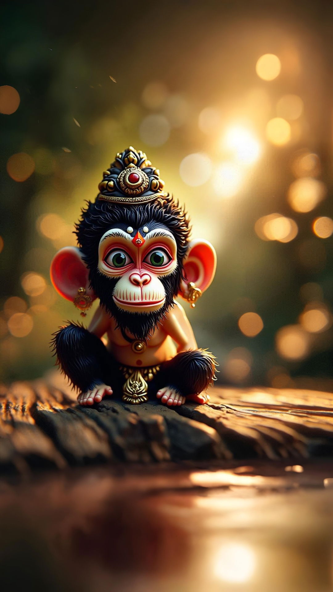 Cute baby Hanuman sitting in forest